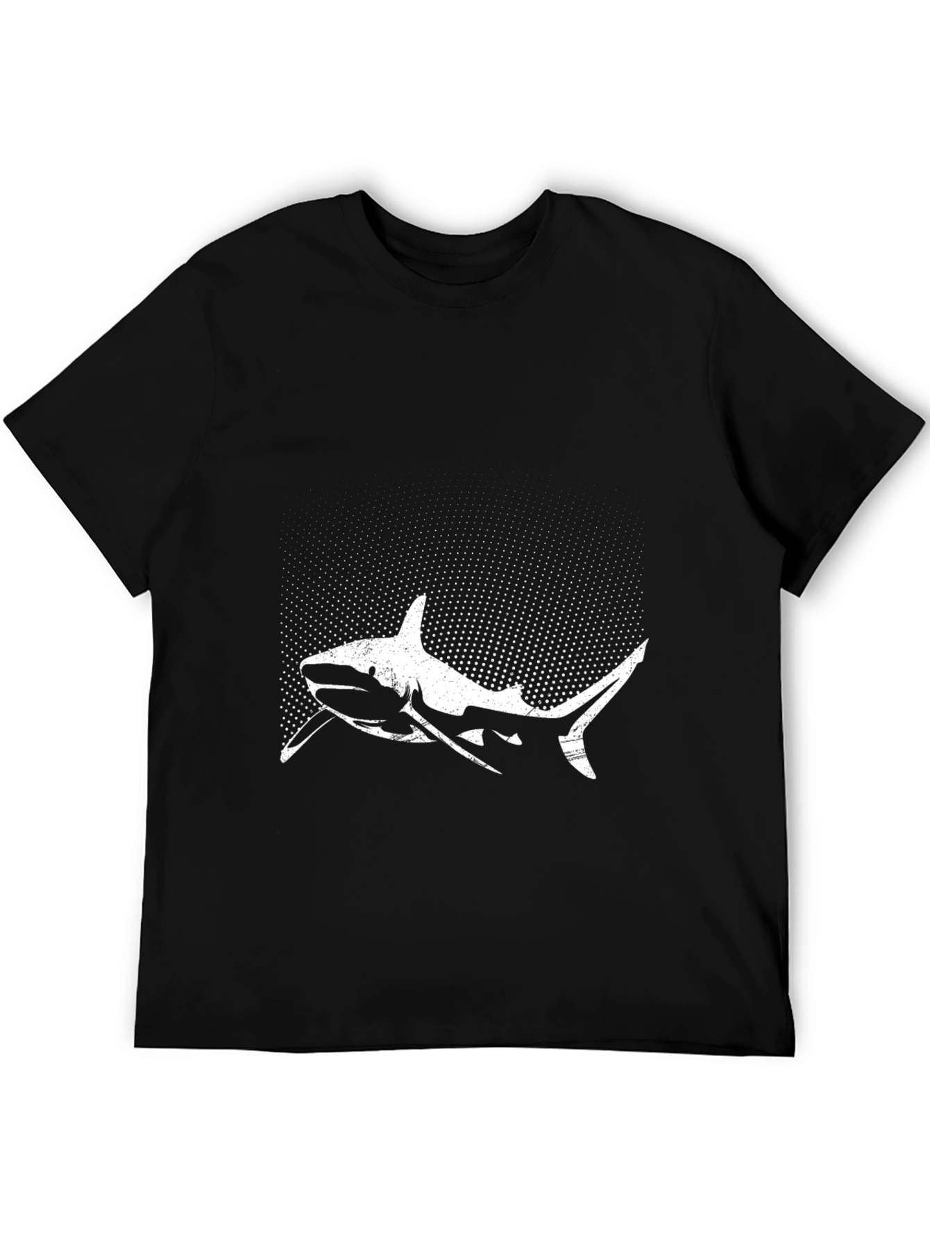 Shark Graphic Tee - Black Cotton Crew Neck T-Shirt