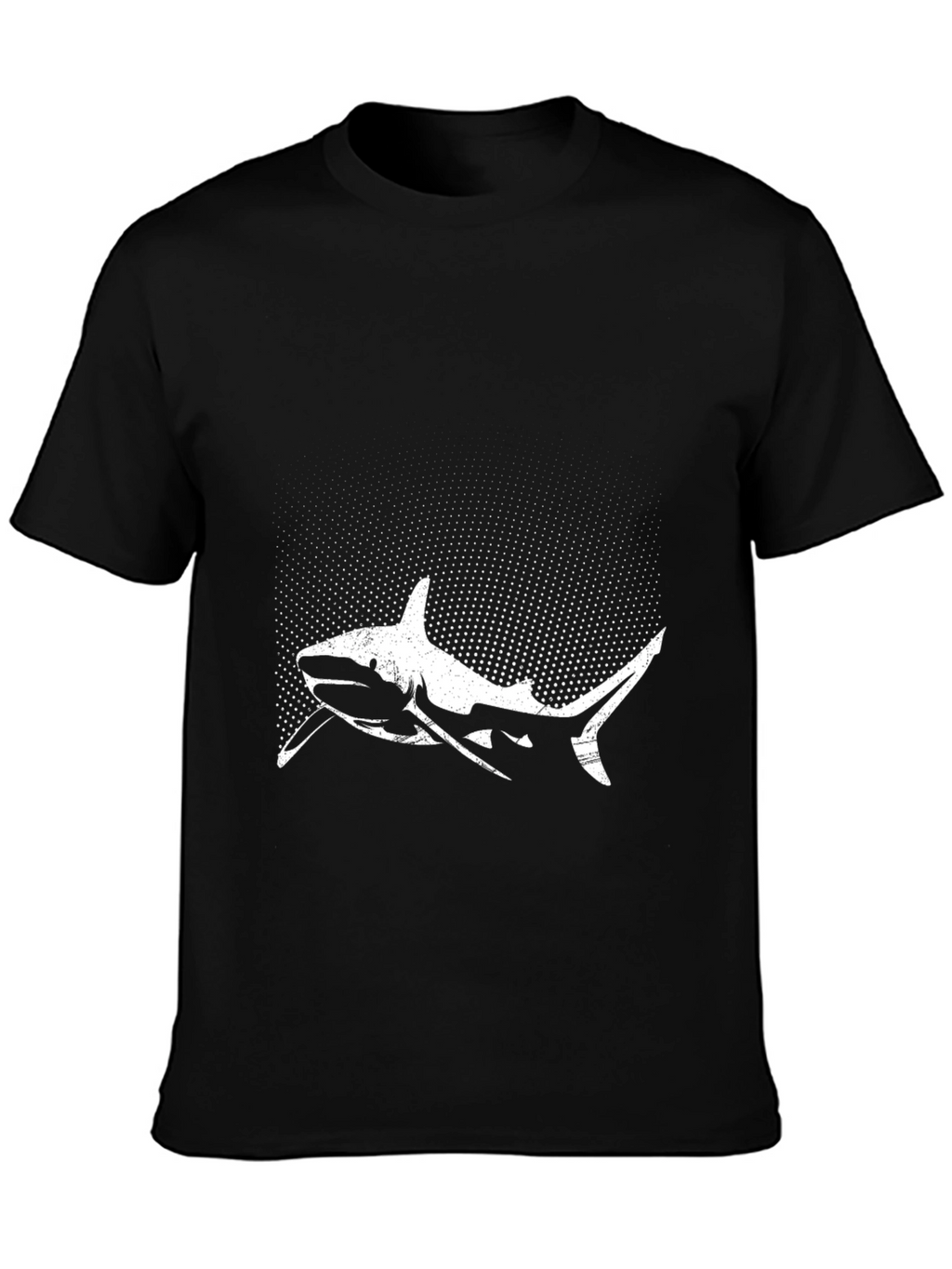 Shark Graphic Tee - Black Cotton Crew Neck T-Shirt