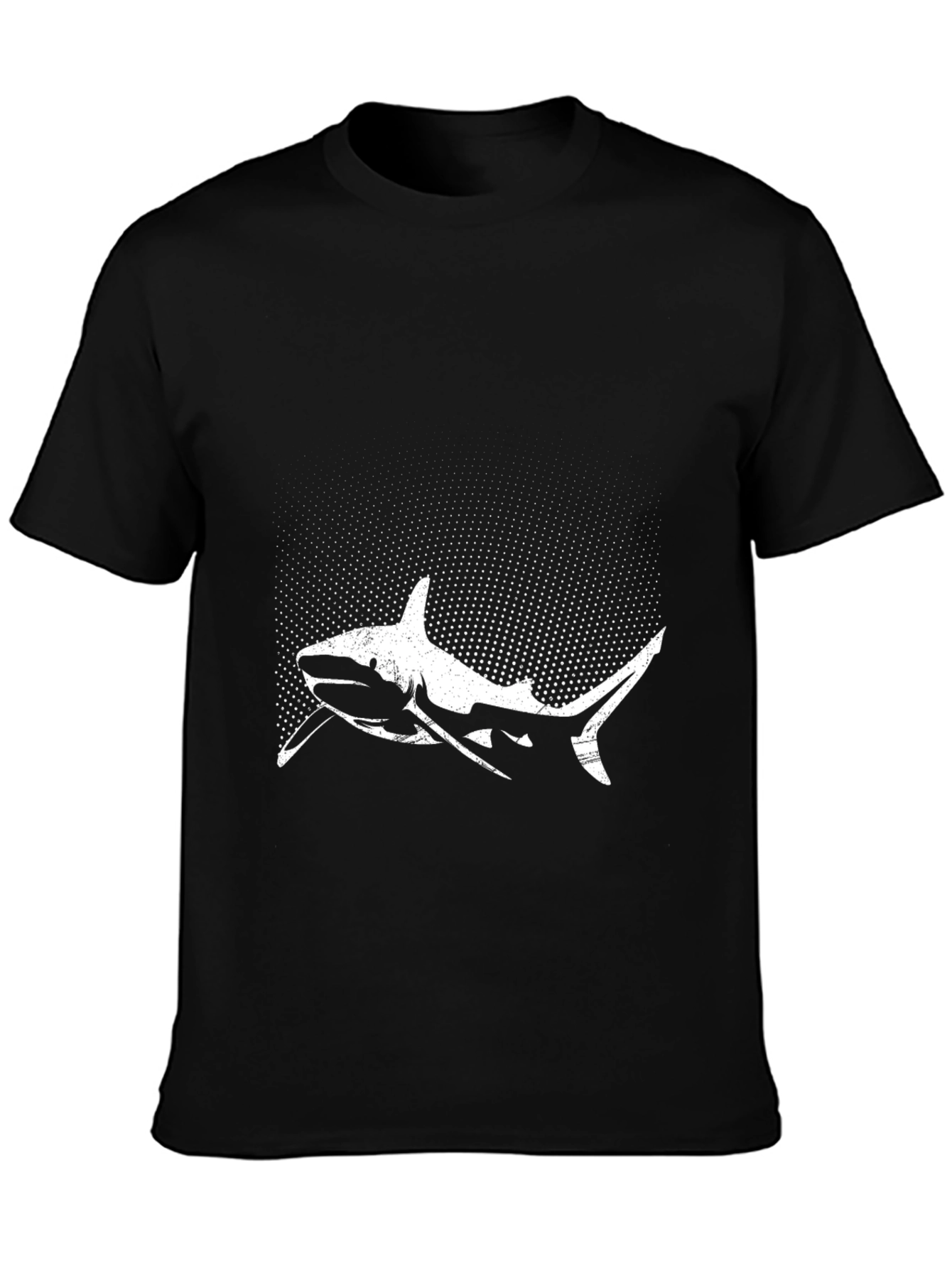 Shark Graphic Tee - Black Cotton Crew Neck T-Shirt