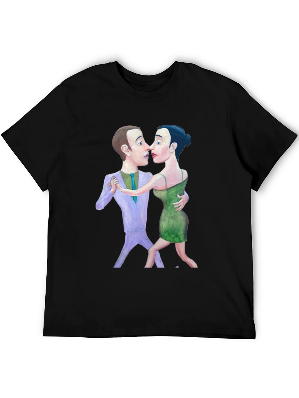 Tango Couple Graphic Print Black T-Shirt