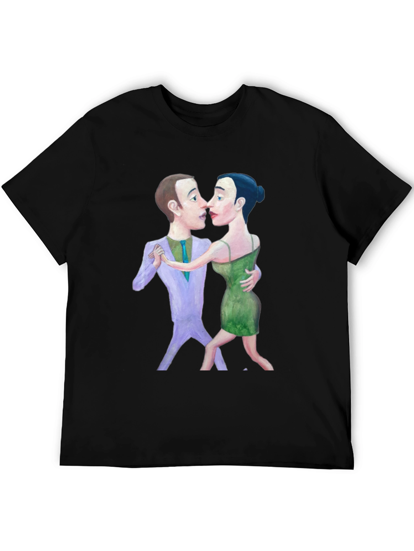 Tango Couple Graphic Print Black T-Shirt