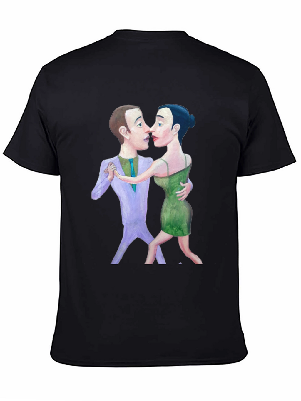 Tango Couple Graphic Print Black T-Shirt