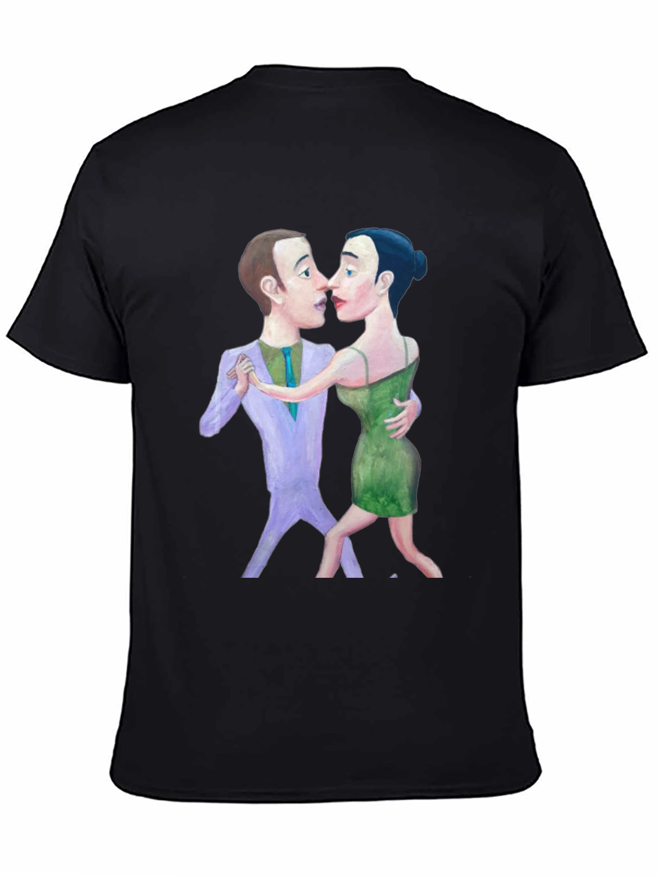 Tango Couple Graphic Print Black T-Shirt