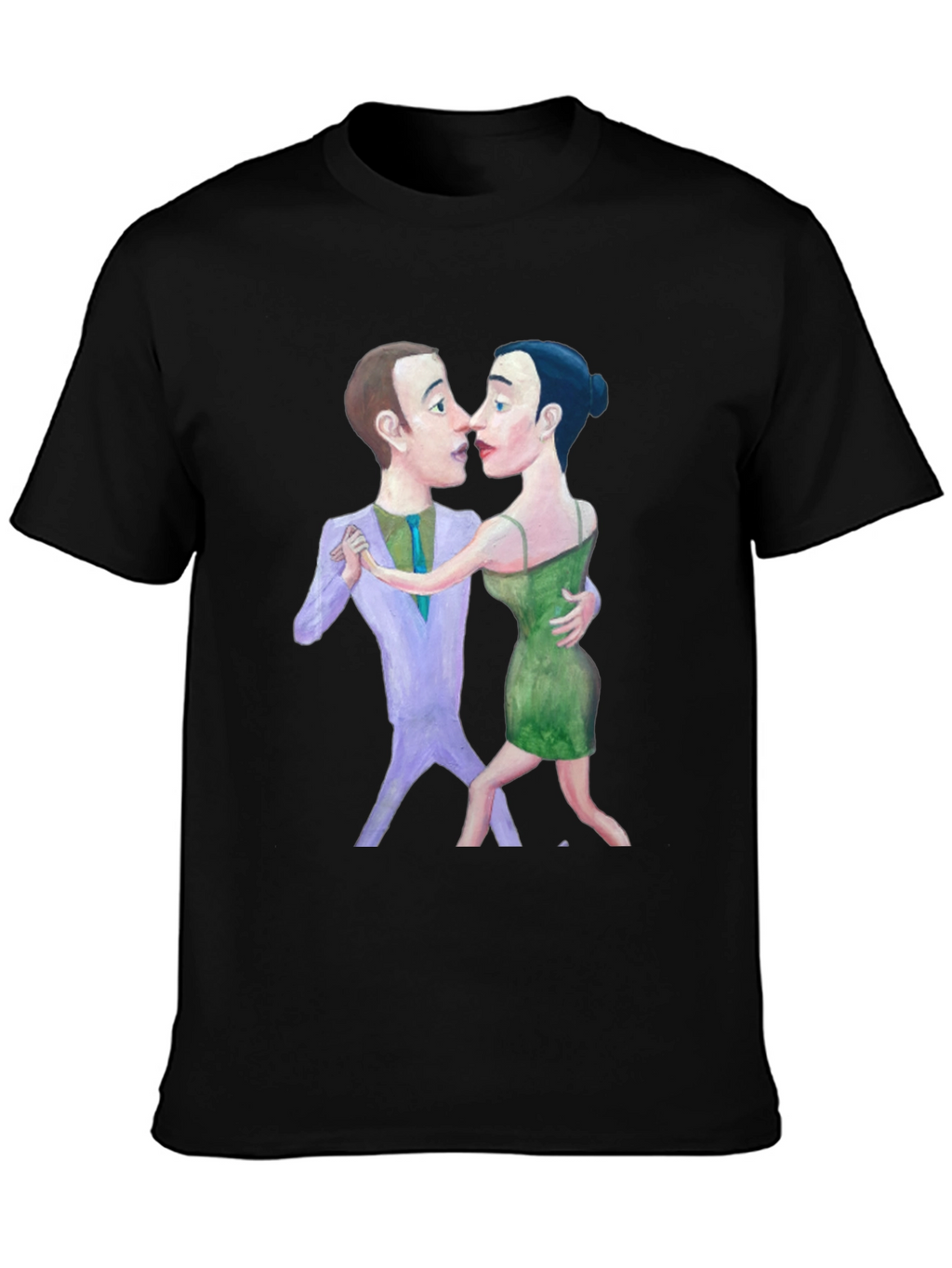 Tango Couple Graphic Print Black T-Shirt
