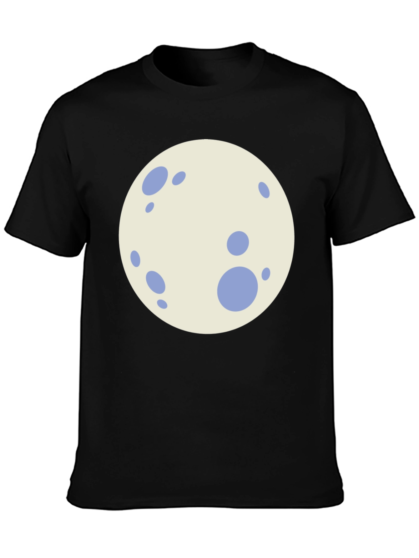 Black T-Shirt with Cartoon Moon Graphic