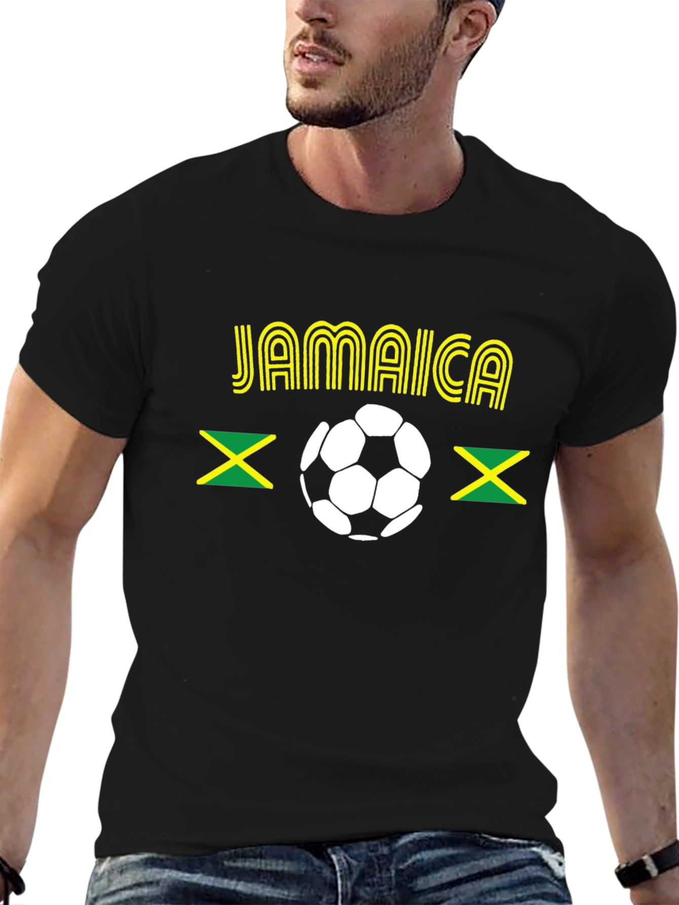 Jamaica Soccer T-Shirt - Black Graphic Tee