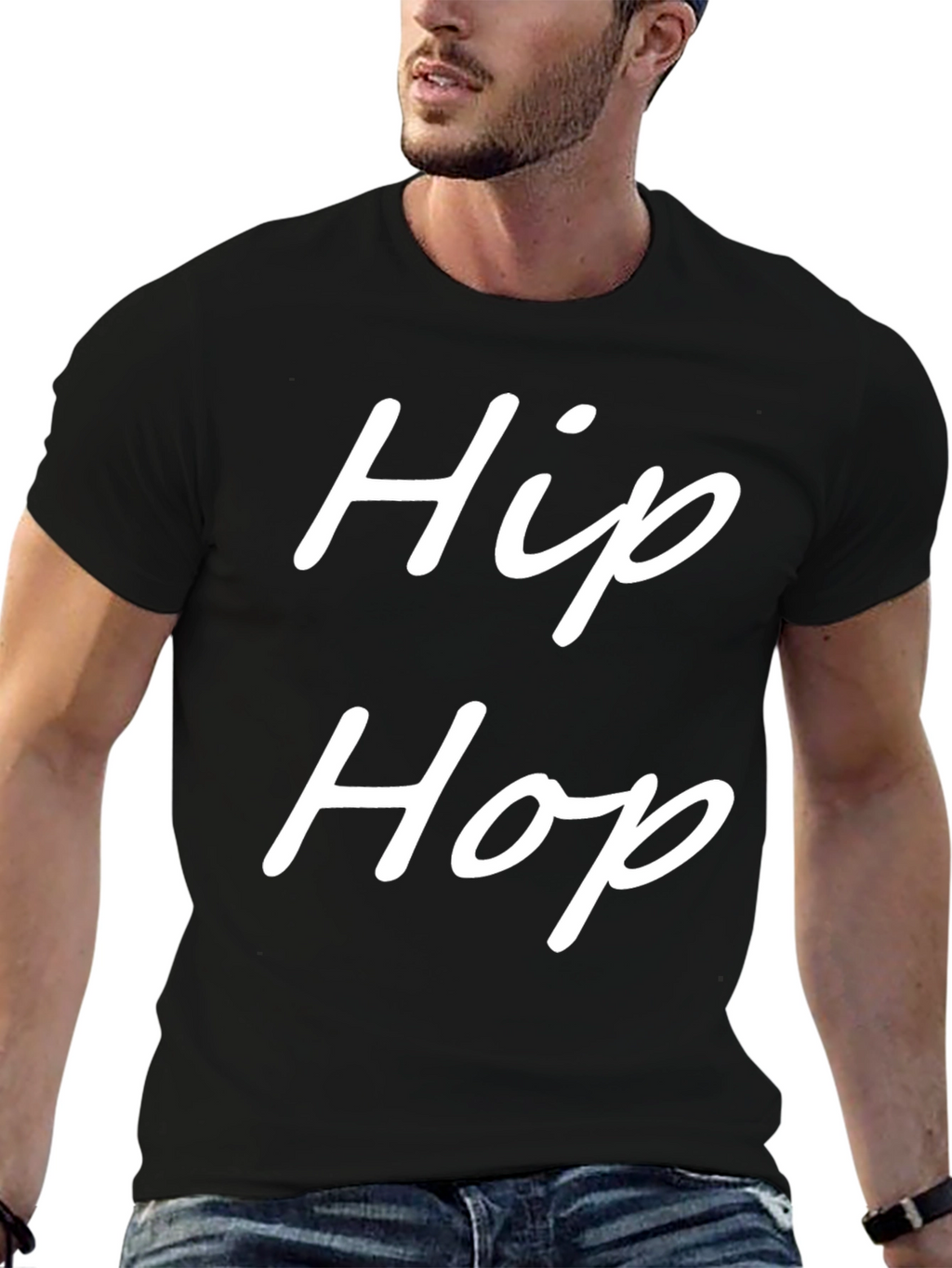 Hip Hop Graphic Tee - Stylish Black Cotton T-Shirt