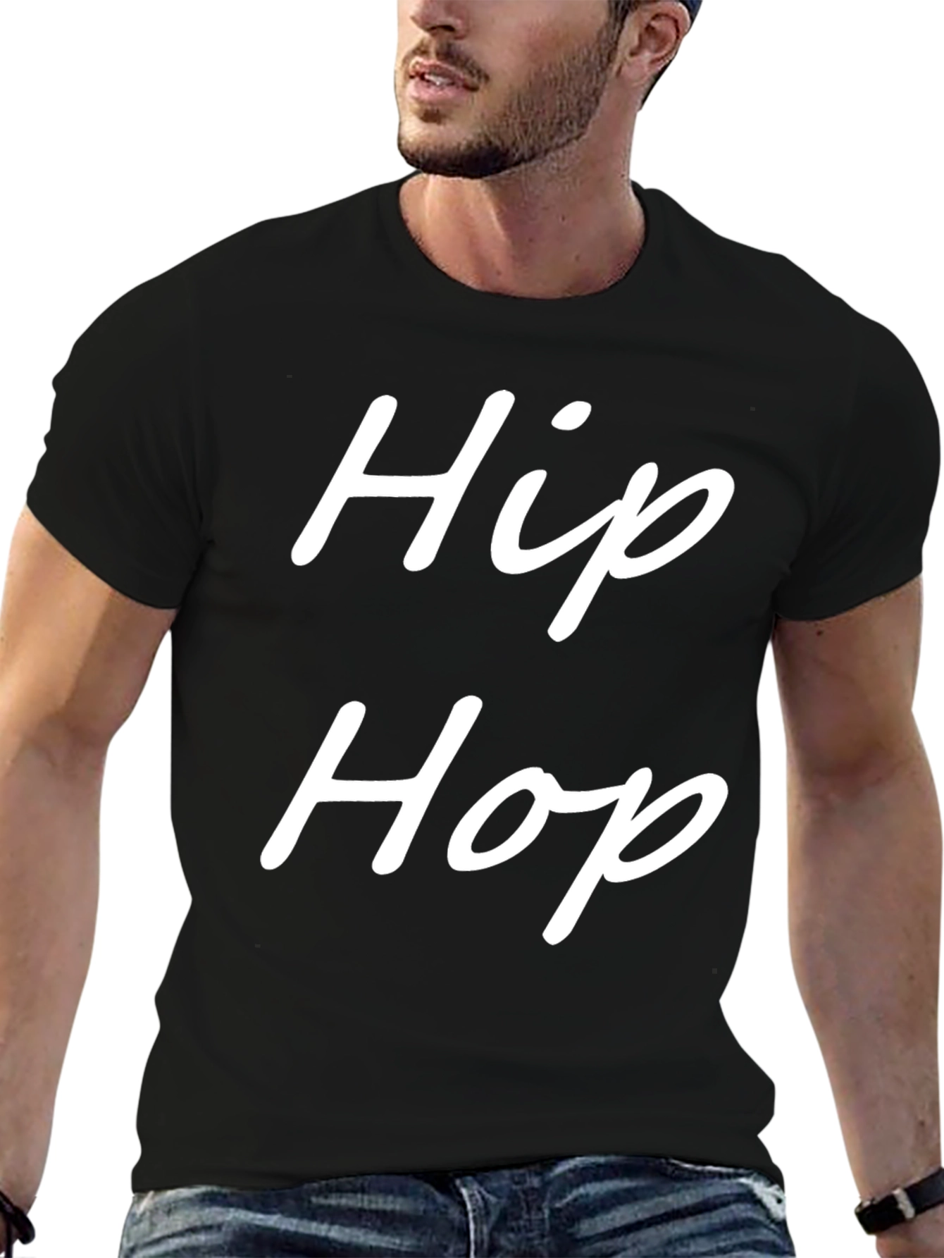 Hip Hop Graphic Tee - Stylish Black Cotton T-Shirt