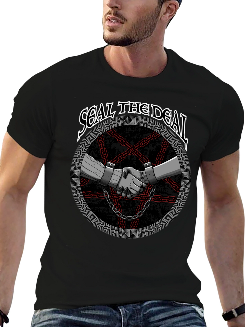 Seal The Deal Graphic Print Black T-Shirt