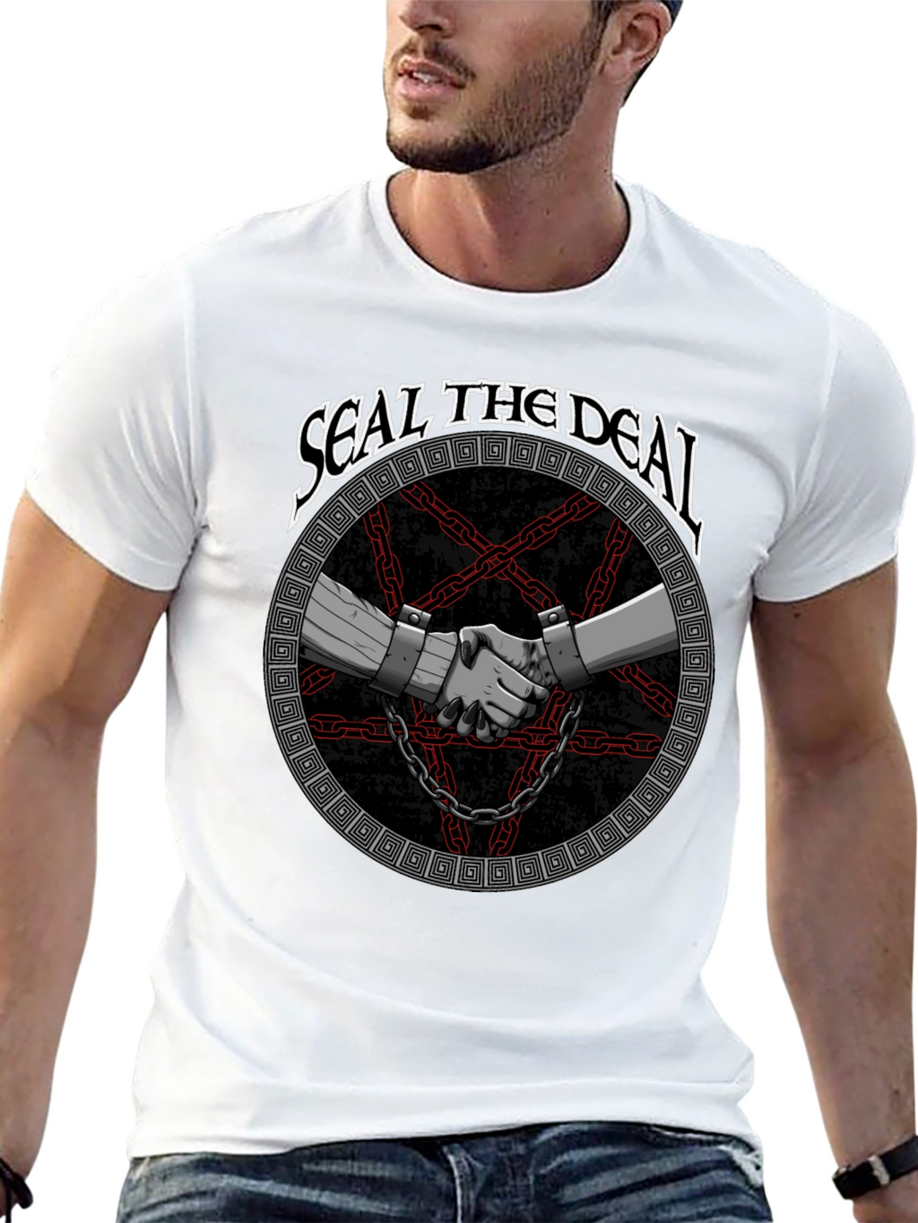 Seal The Deal Graphic Print Black T-Shirt