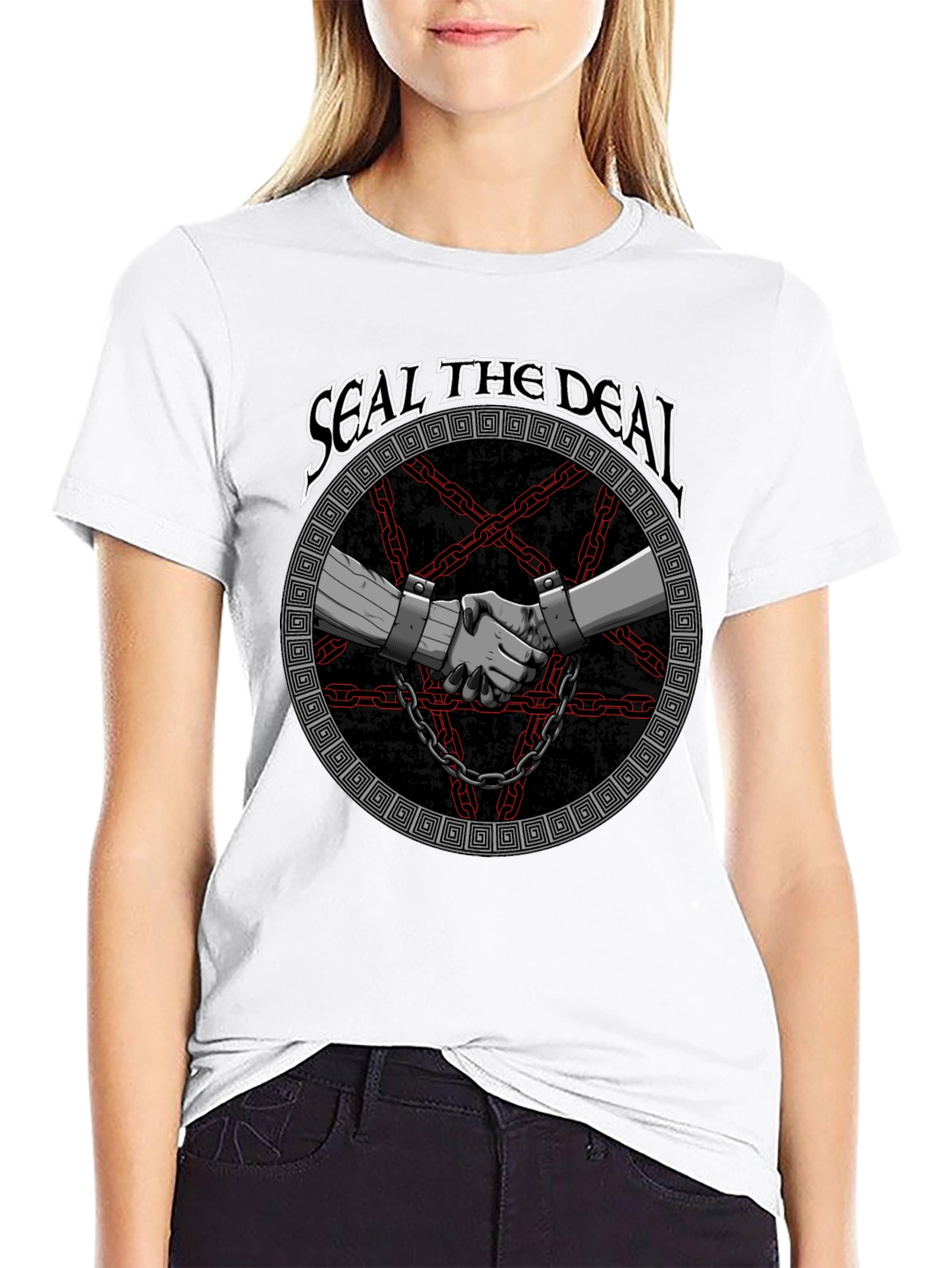 Seal The Deal Graphic Print Black T-Shirt