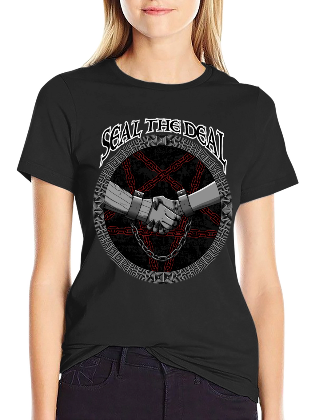 Seal The Deal Graphic Print Black T-Shirt