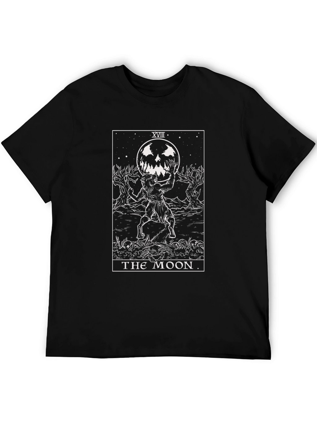 The Moon Tarot Card Graphic Black T-Shirt