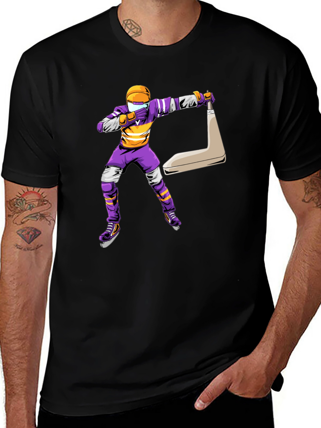 Dabbing Hockey Player Graphic Tee