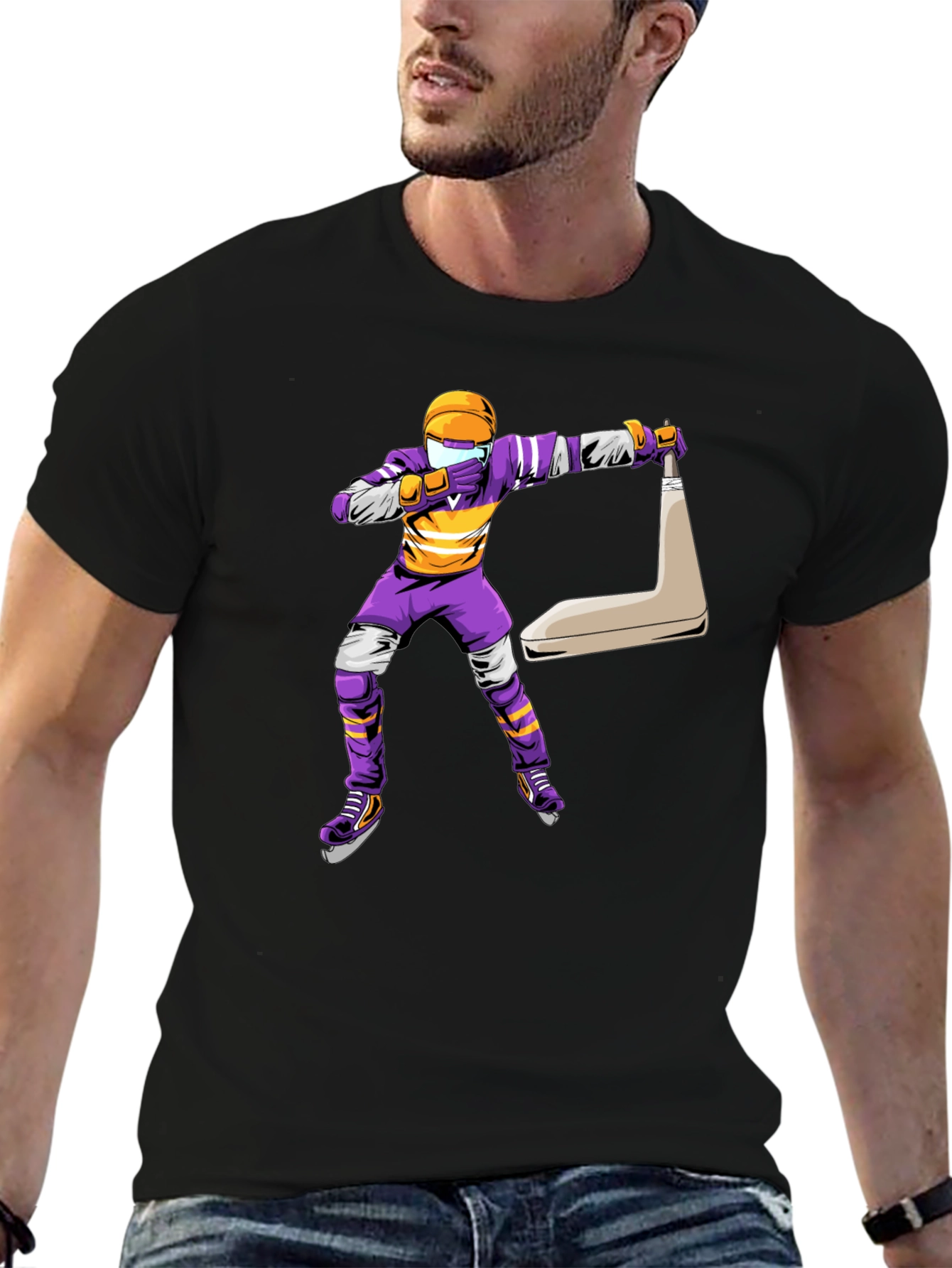 Dabbing Hockey Player Graphic Tee