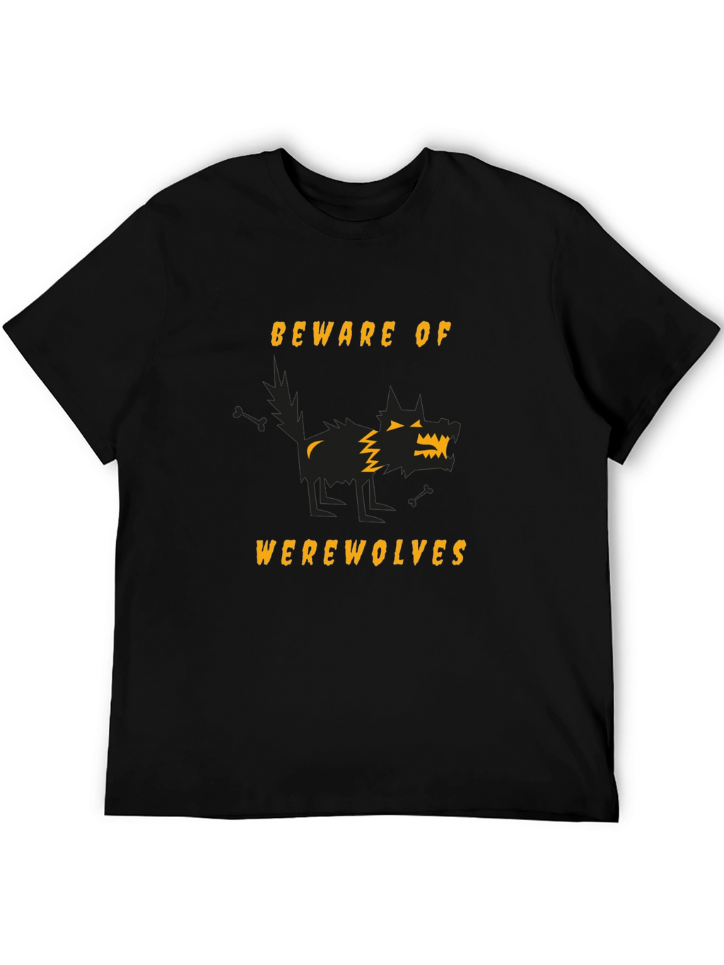Beware of Werewolves Graphic Tee - Halloween Black T-Shirt