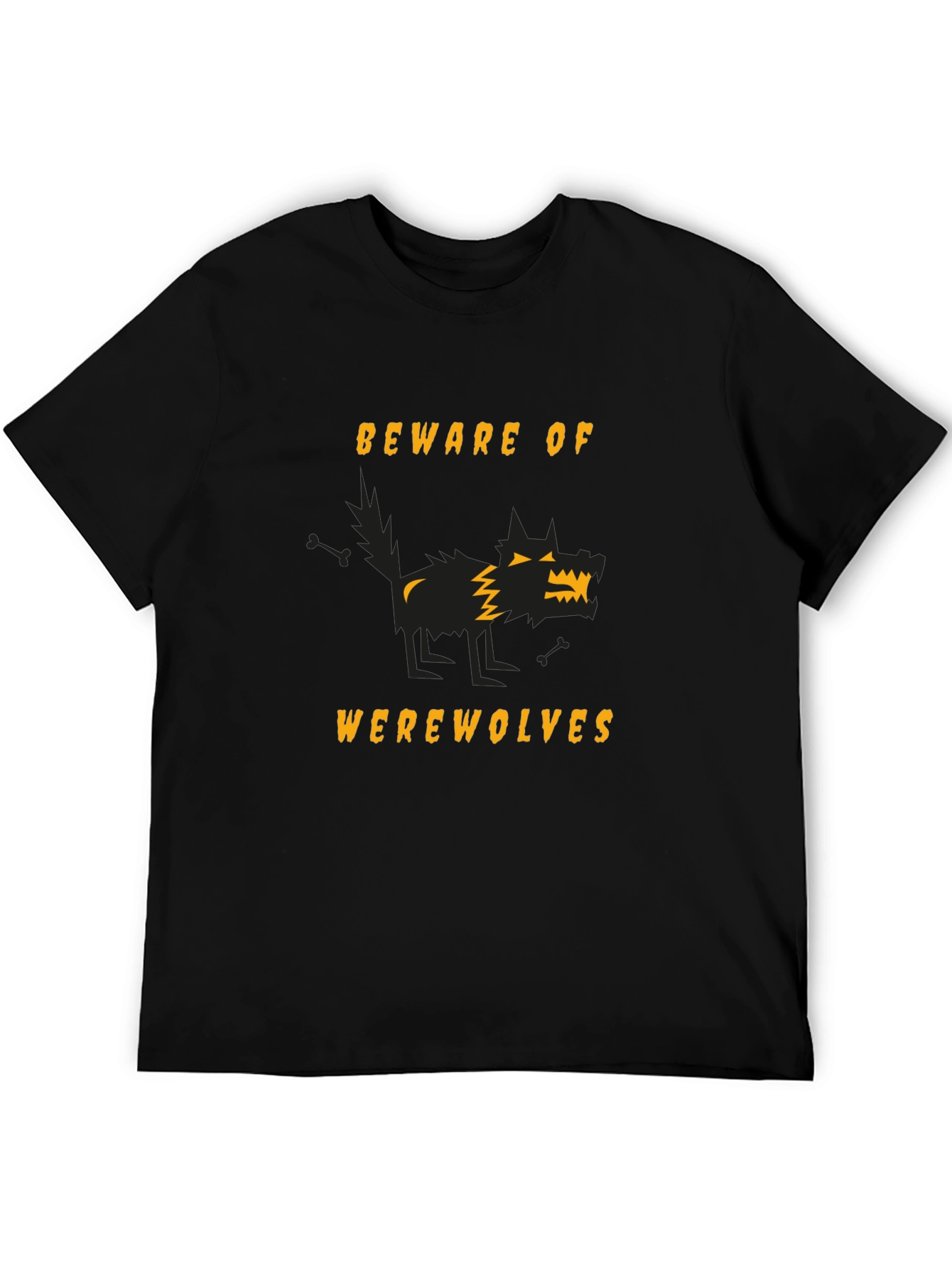 Beware of Werewolves Graphic Tee - Halloween Black T-Shirt