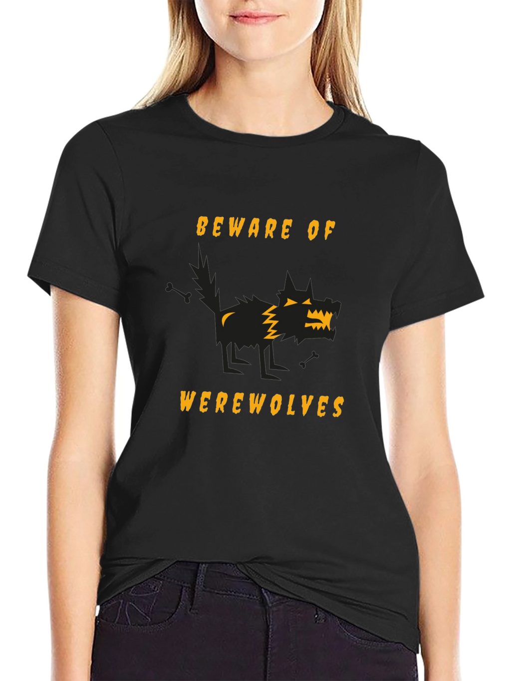Beware of Werewolves Graphic Tee - Halloween Black T-Shirt