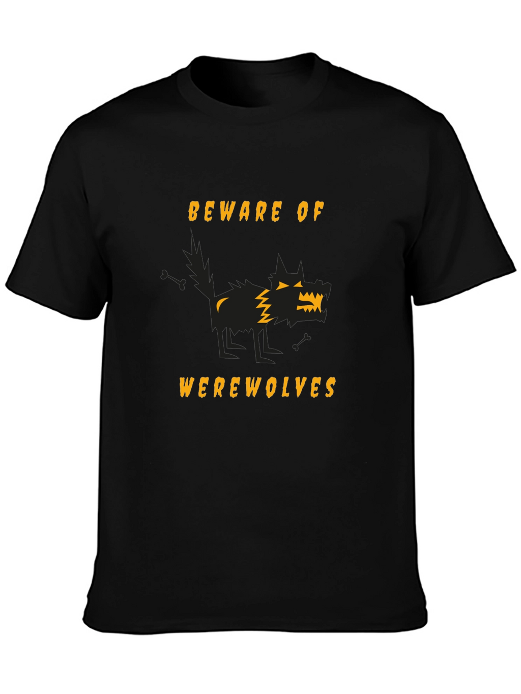 Beware of Werewolves Graphic Tee - Halloween Black T-Shirt