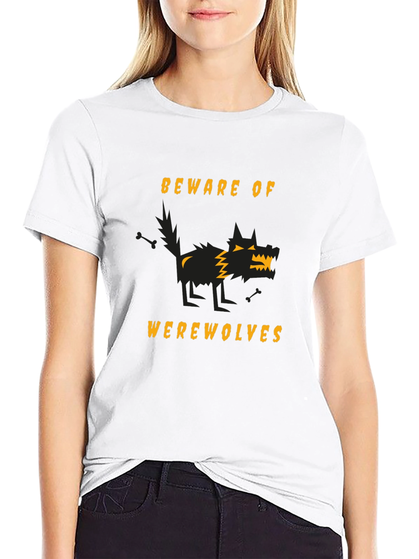 Beware of Werewolves Graphic Tee - Halloween Black T-Shirt