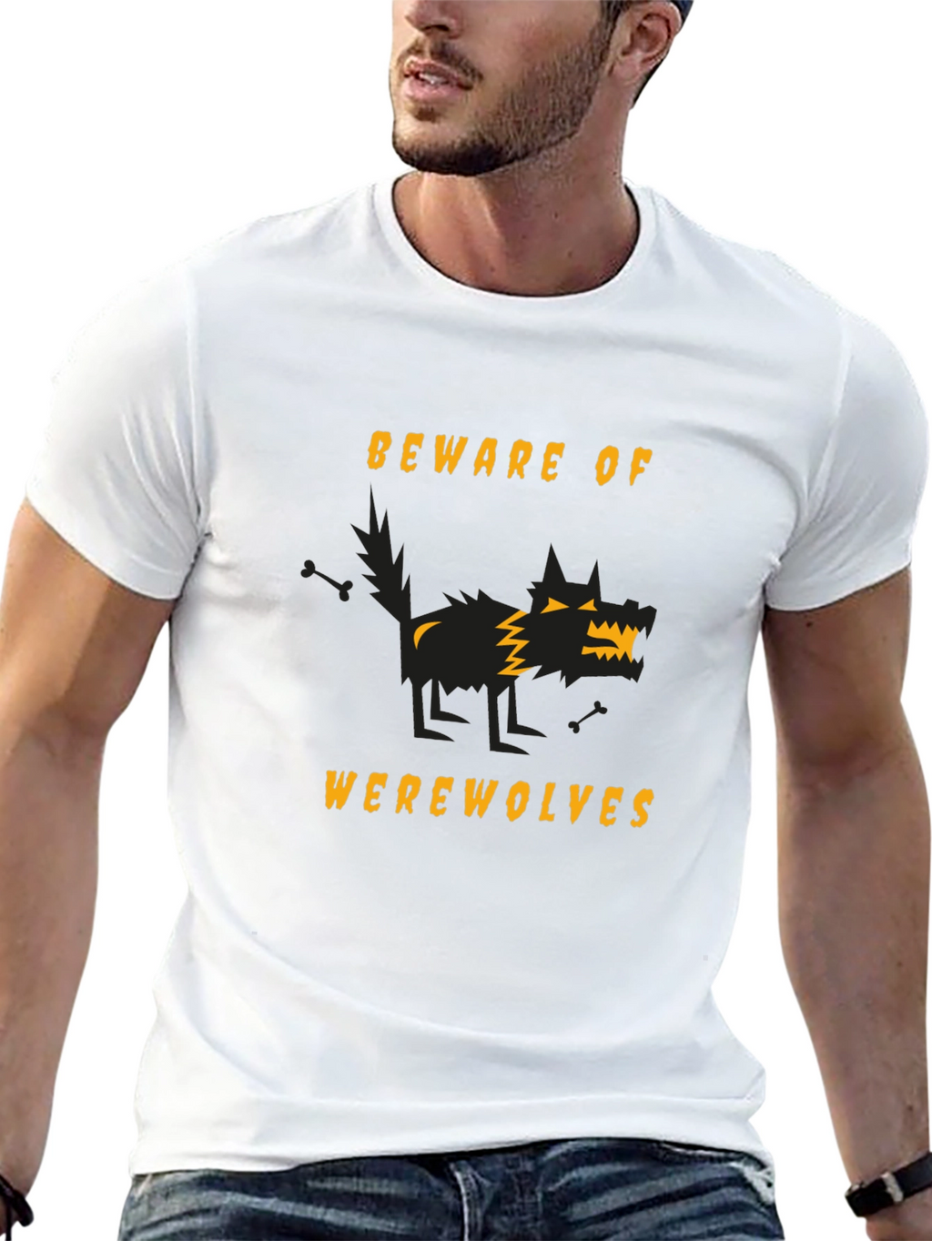Beware of Werewolves Graphic Tee - Halloween Black T-Shirt