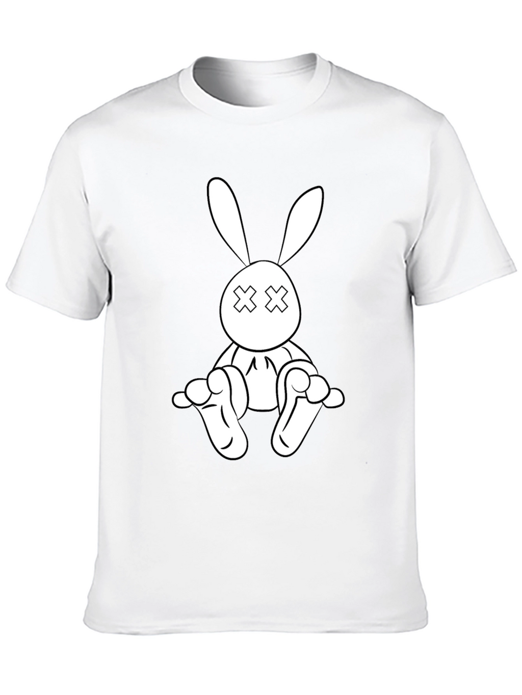 Black T-Shirt with Cartoon Rabbit Graphic
