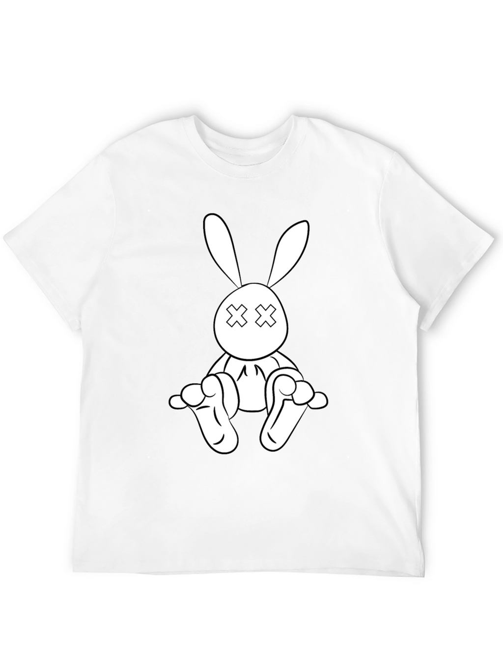 Black T-Shirt with Cartoon Rabbit Graphic