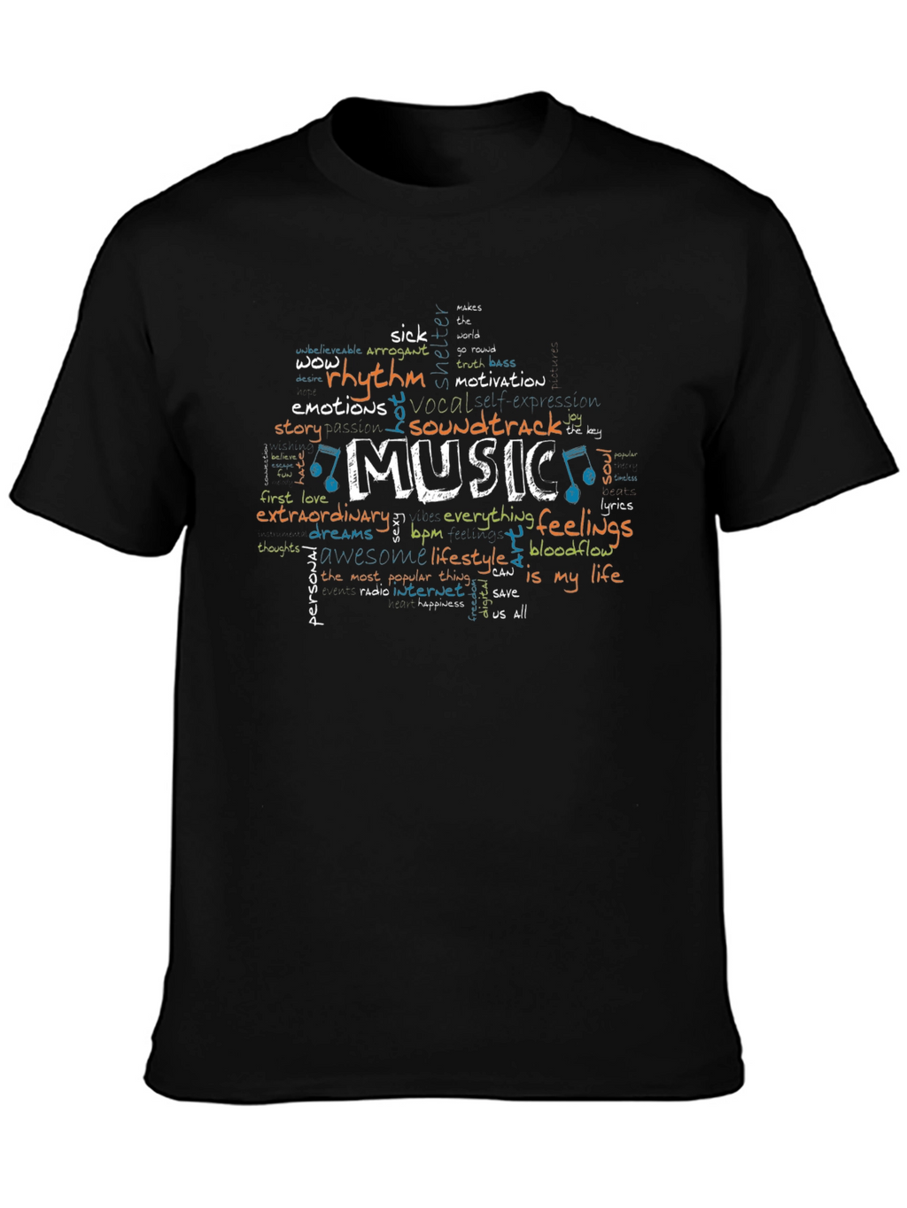 Music Word Art Graphic T-Shirt