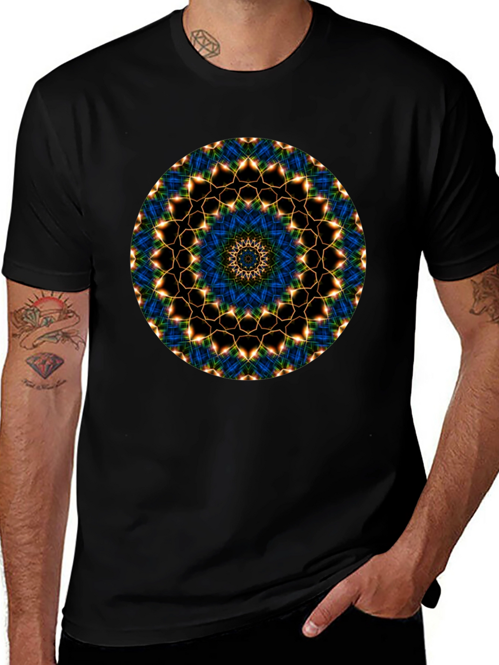 Mandala Graphic Tee - Black Cotton Blend