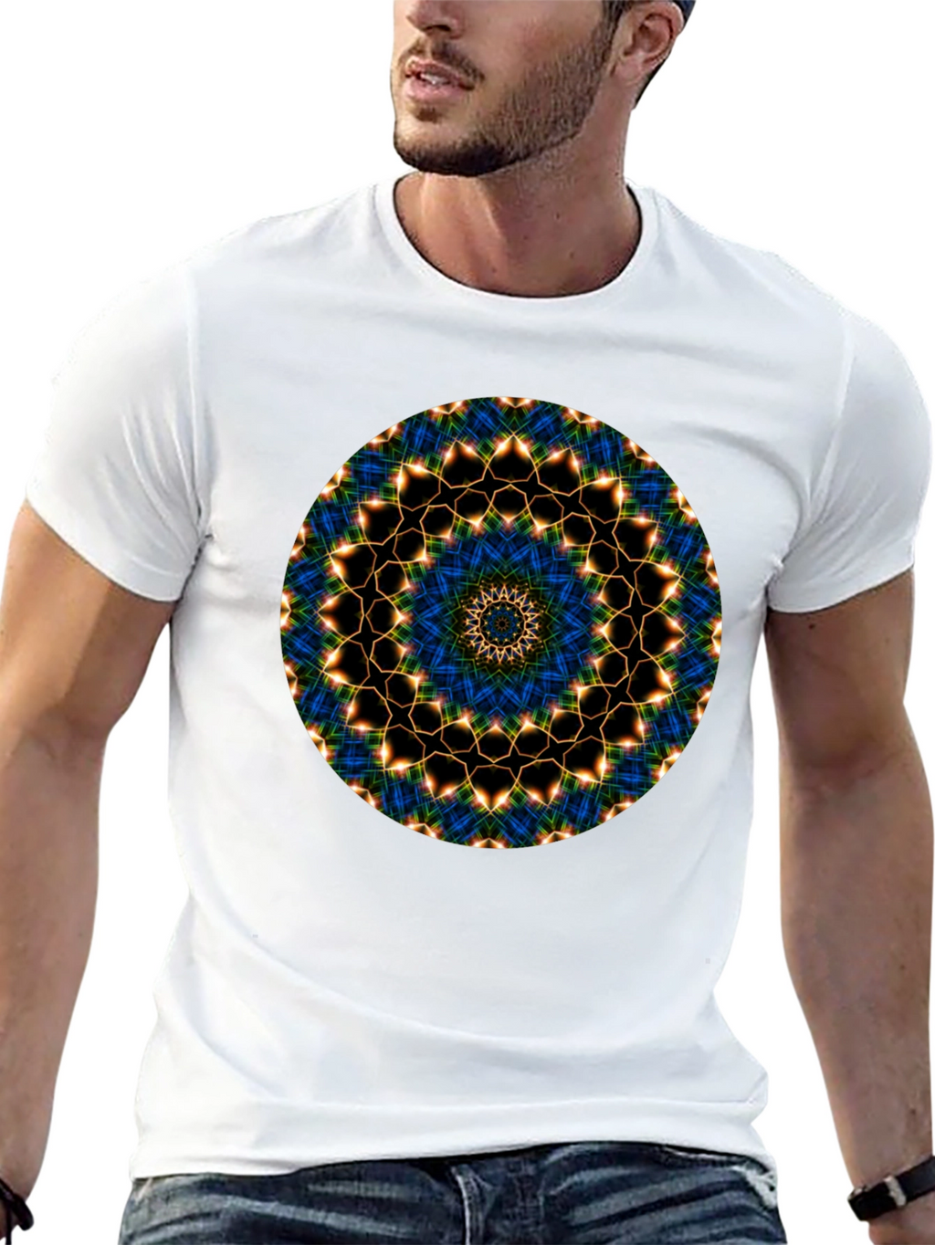 Mandala Graphic Tee - Black Cotton Blend
