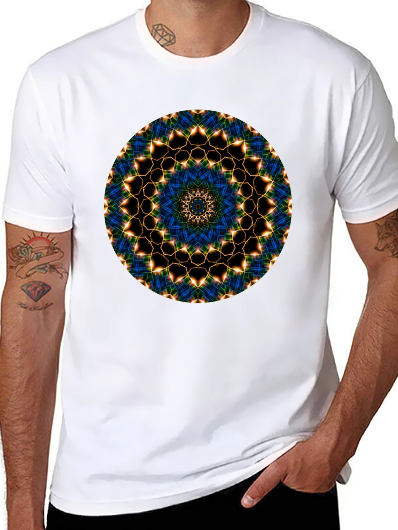 Mandala Graphic Tee - Black Cotton Blend