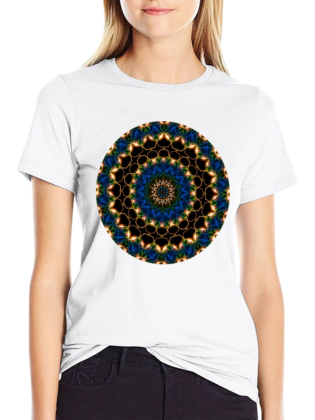 Mandala Graphic Tee - Black Cotton Blend