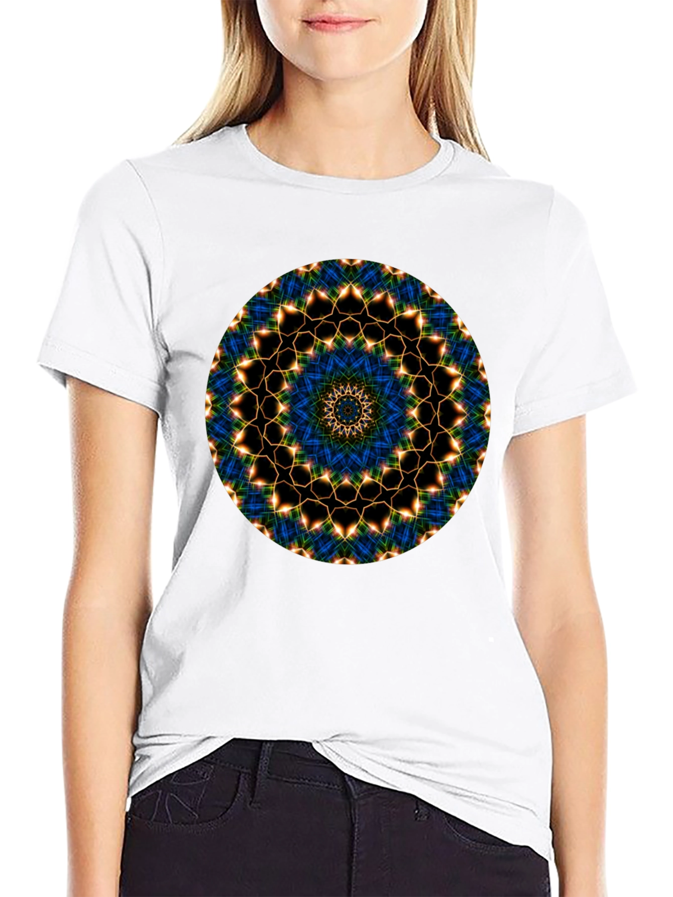Mandala Graphic Tee - Black Cotton Blend