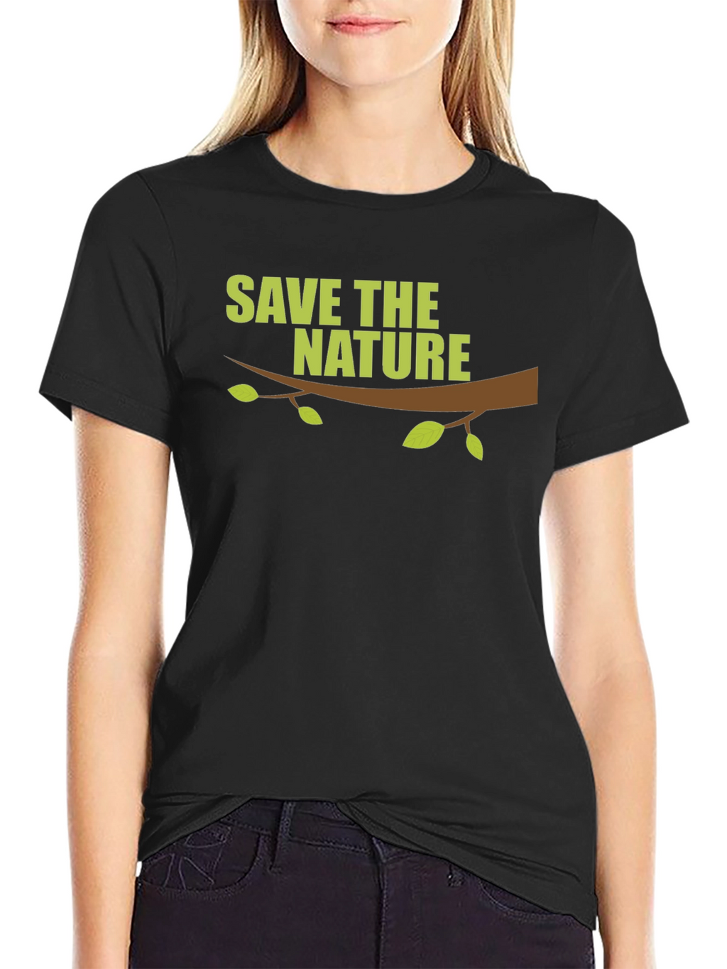 Save the Nature Graphic Print Black T-Shirt