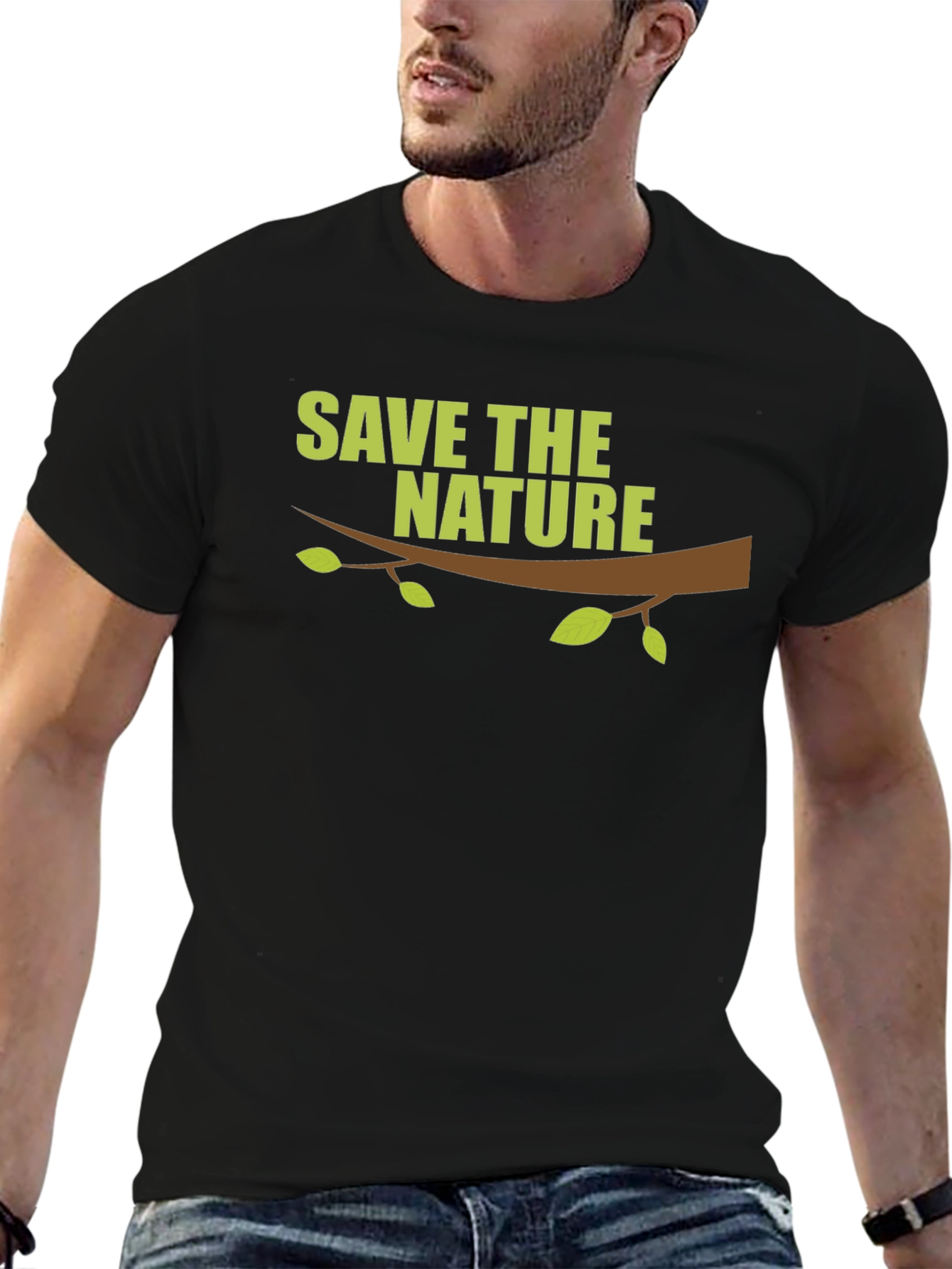 Save the Nature Graphic Print Black T-Shirt