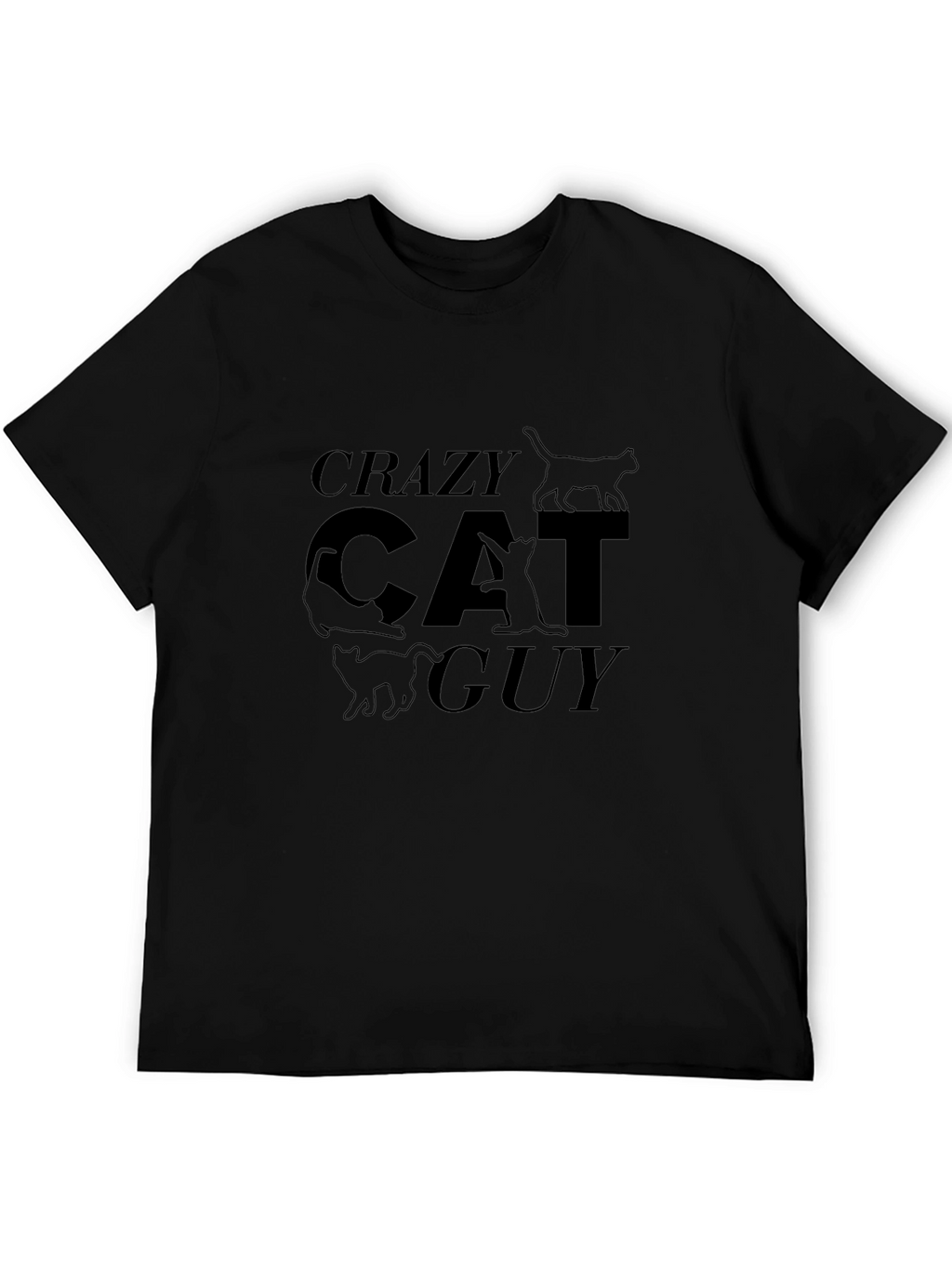 Crazy Cat Guy Black T-Shirt