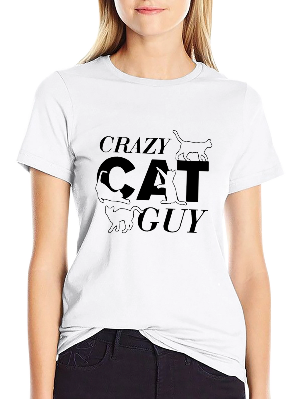 Crazy Cat Guy Black T-Shirt