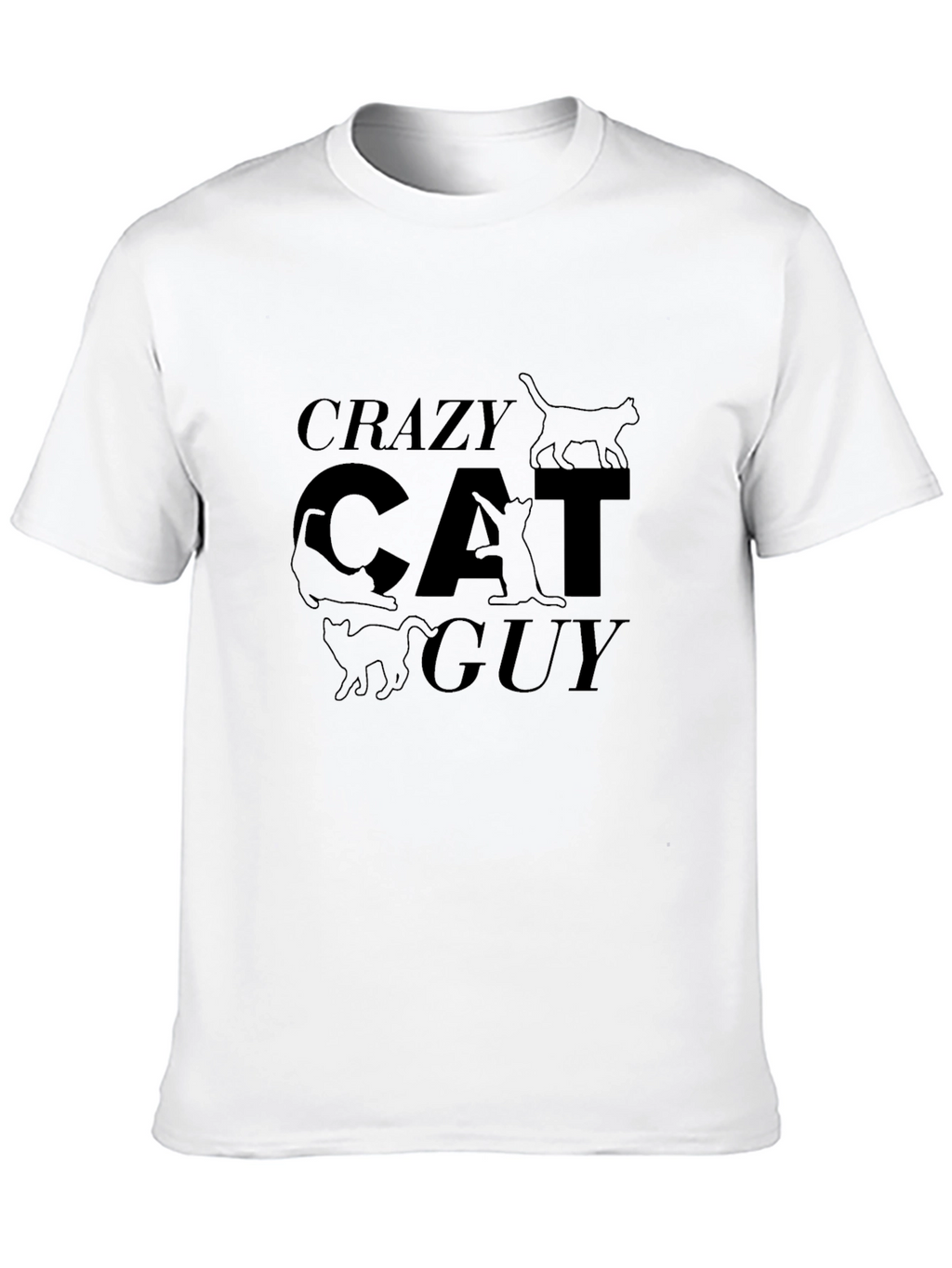 Crazy Cat Guy Black T-Shirt
