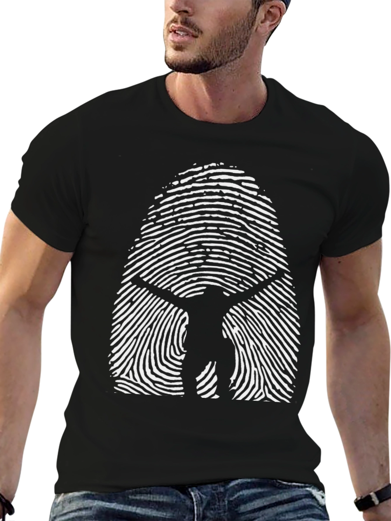 Vitruvian Man Fingerprint Graphic T-Shirt