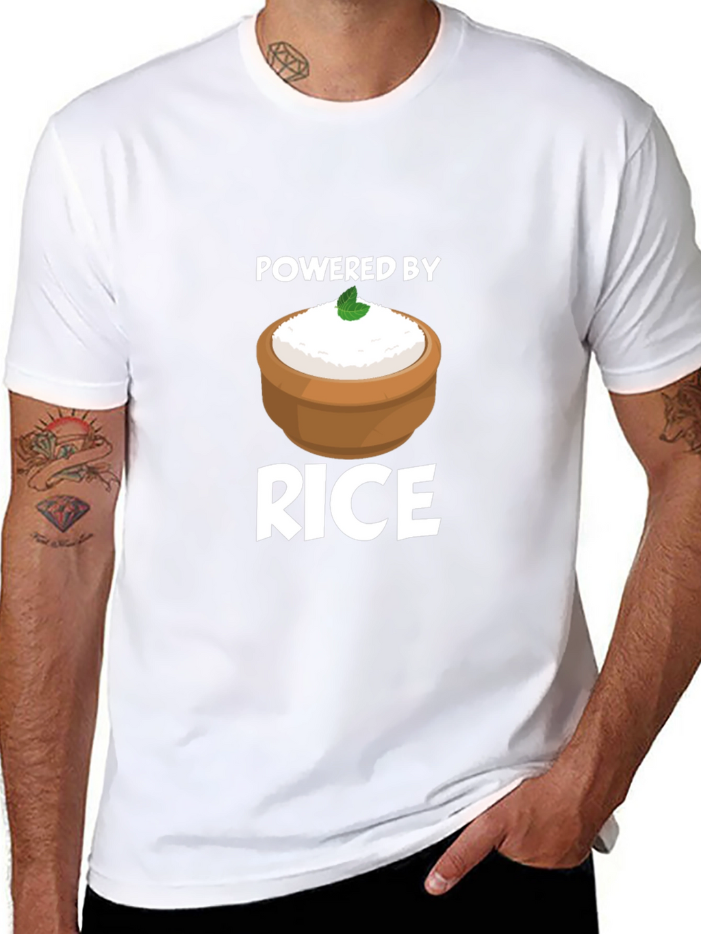 Powered by Rice T-Shirt - Funny Foodie Tee