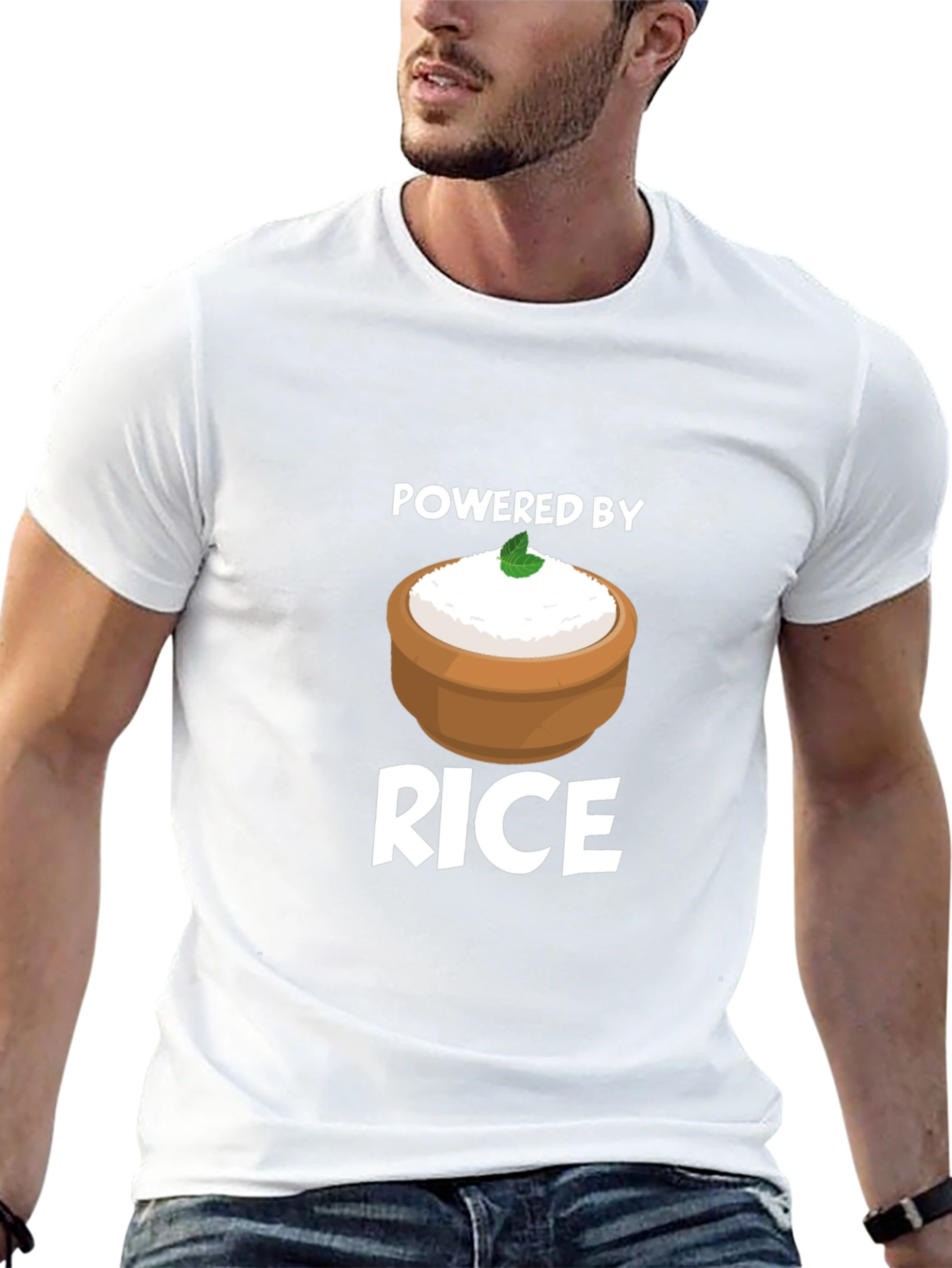 Powered by Rice T-Shirt - Funny Foodie Tee