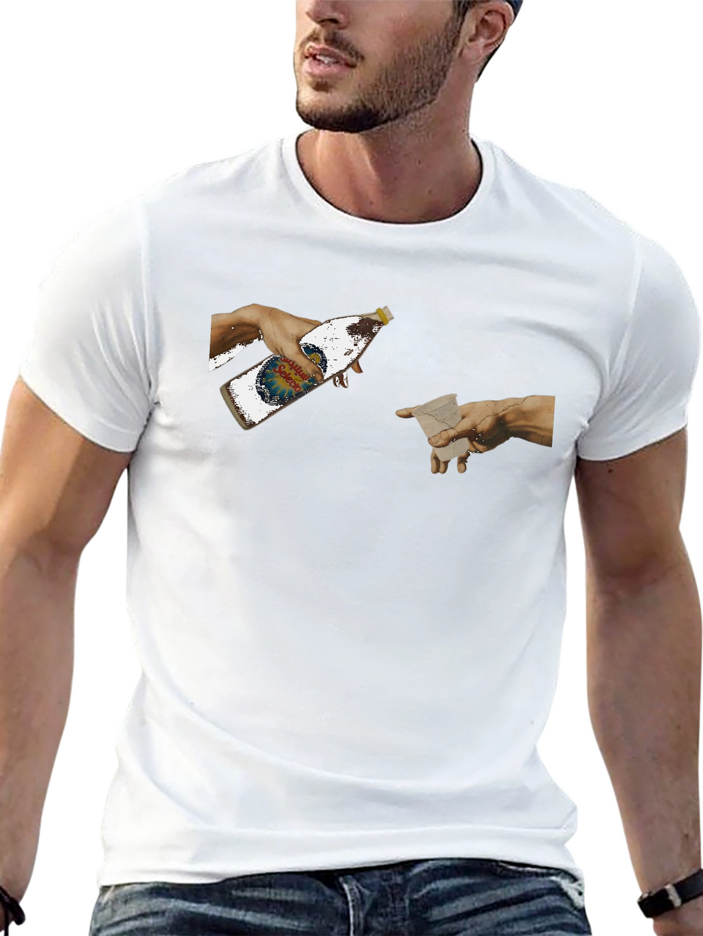Creation Beer T-Shirt - Funny Michelangelo Art Tee