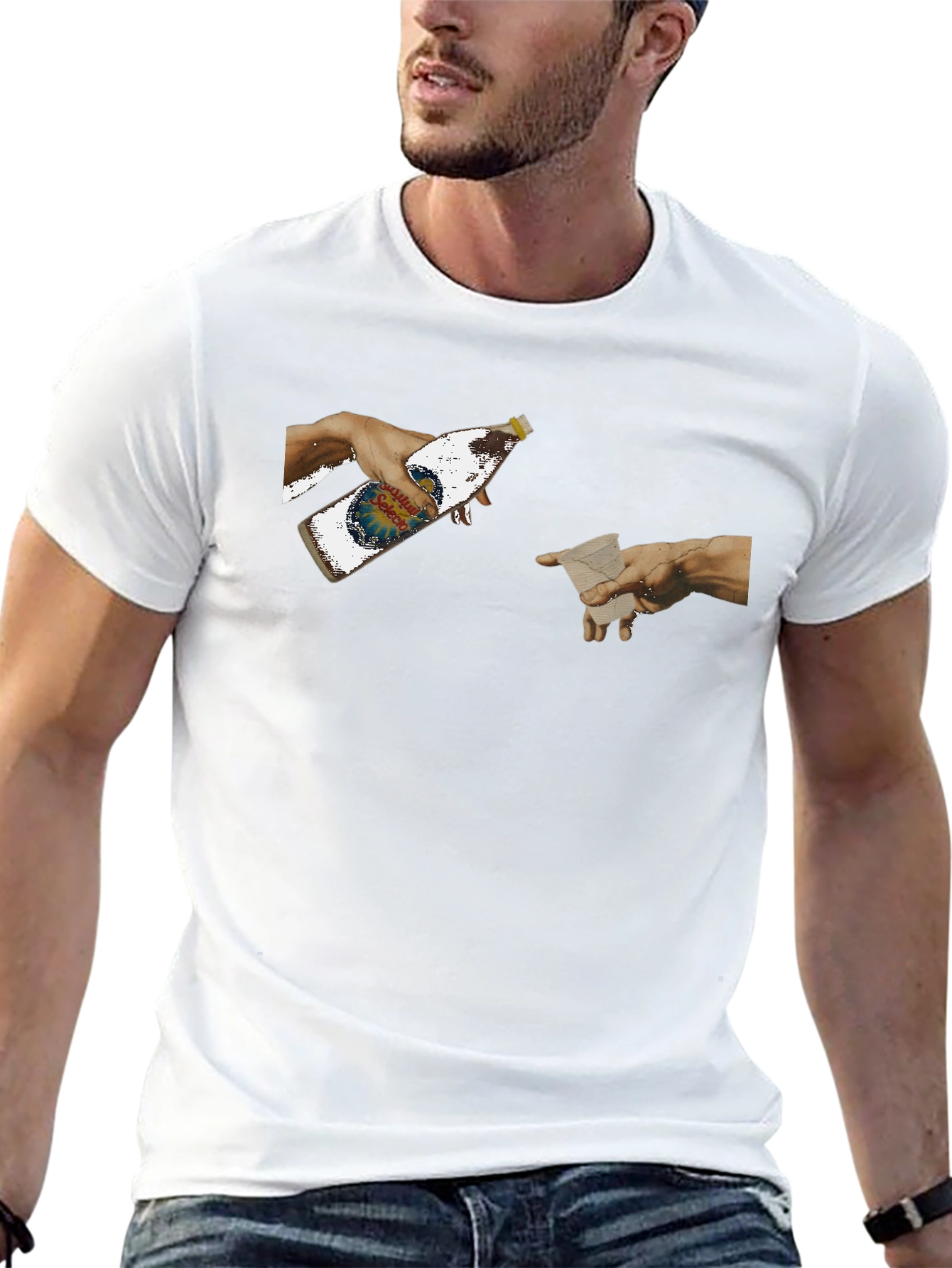 Creation Beer T-Shirt - Funny Michelangelo Art Tee
