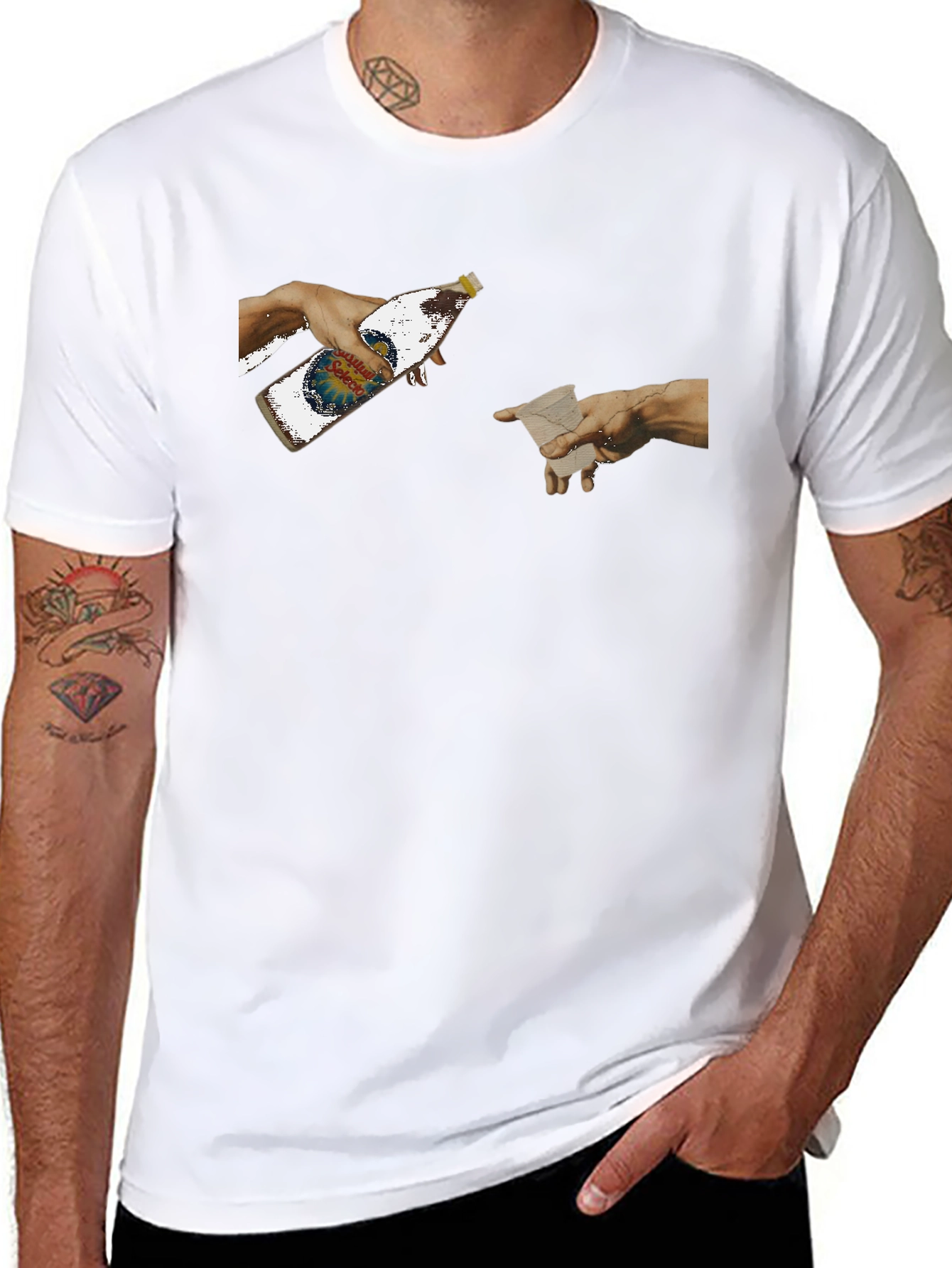 Creation Beer T-Shirt - Funny Michelangelo Art Tee