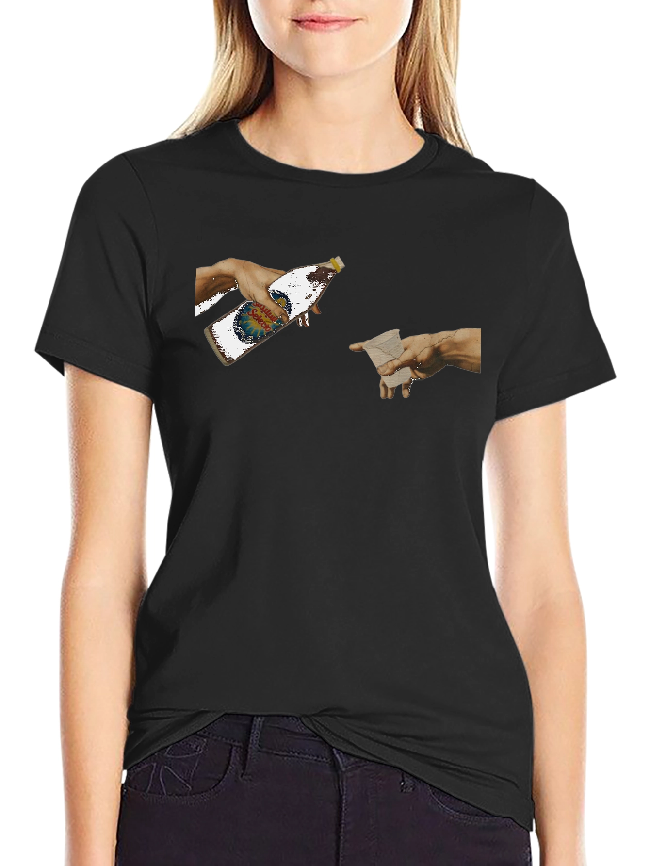 Creation Beer T-Shirt - Funny Michelangelo Art Tee