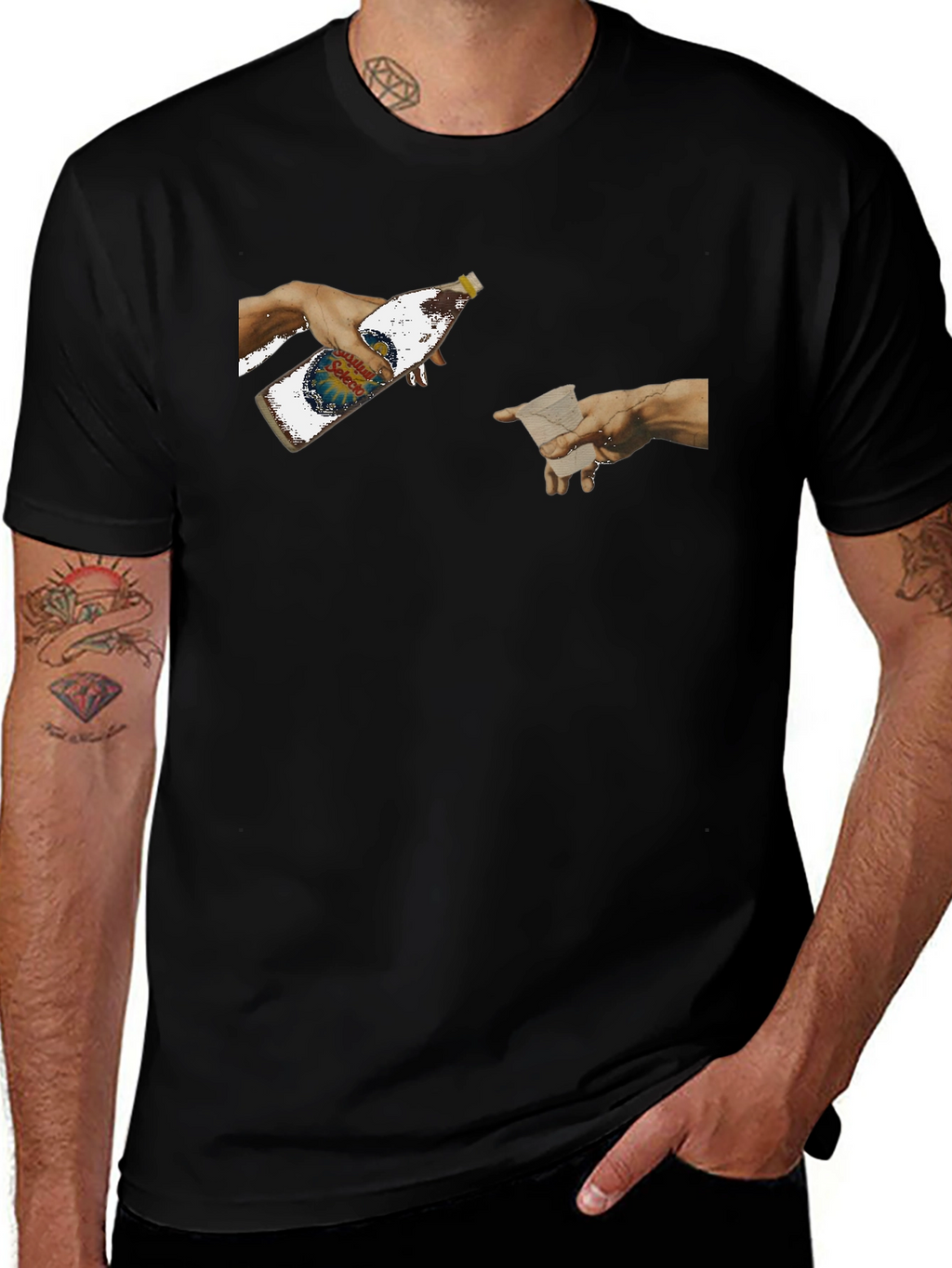 Creation Beer T-Shirt - Funny Michelangelo Art Tee