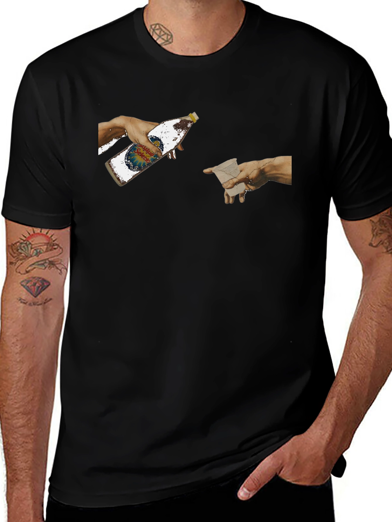 Creation Beer T-Shirt - Funny Michelangelo Art Tee
