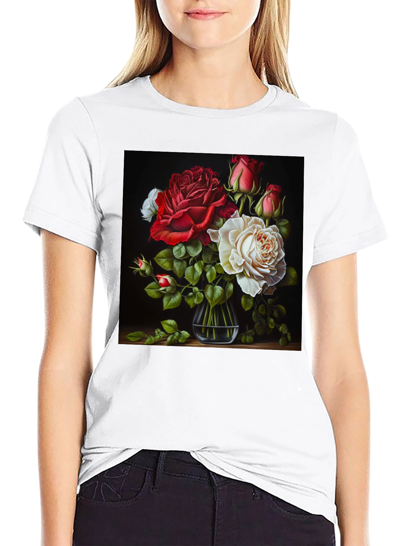Floral Roses Graphic Tee - Stylish & Unique Design
