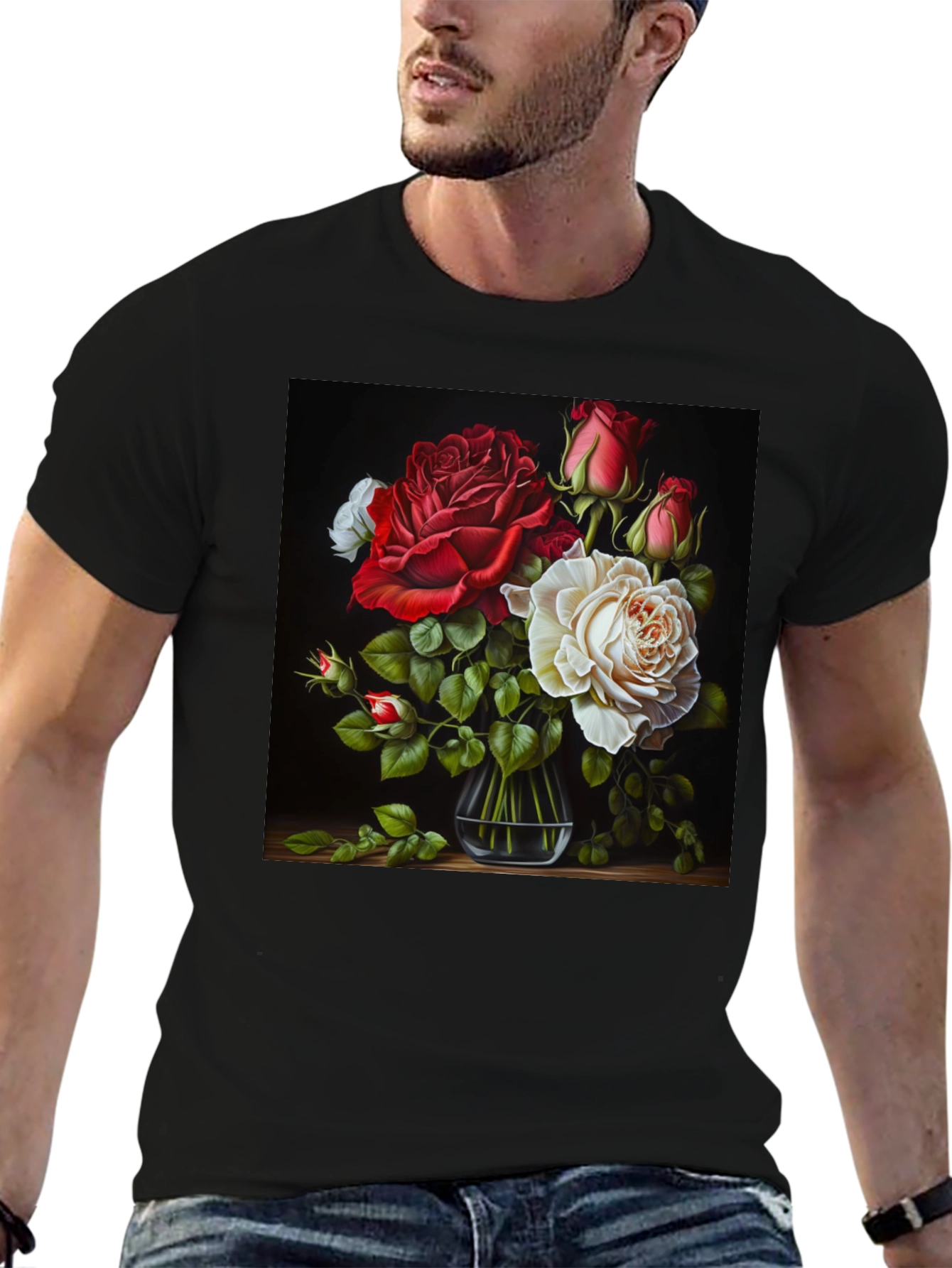 Floral Roses Graphic Tee - Stylish & Unique Design