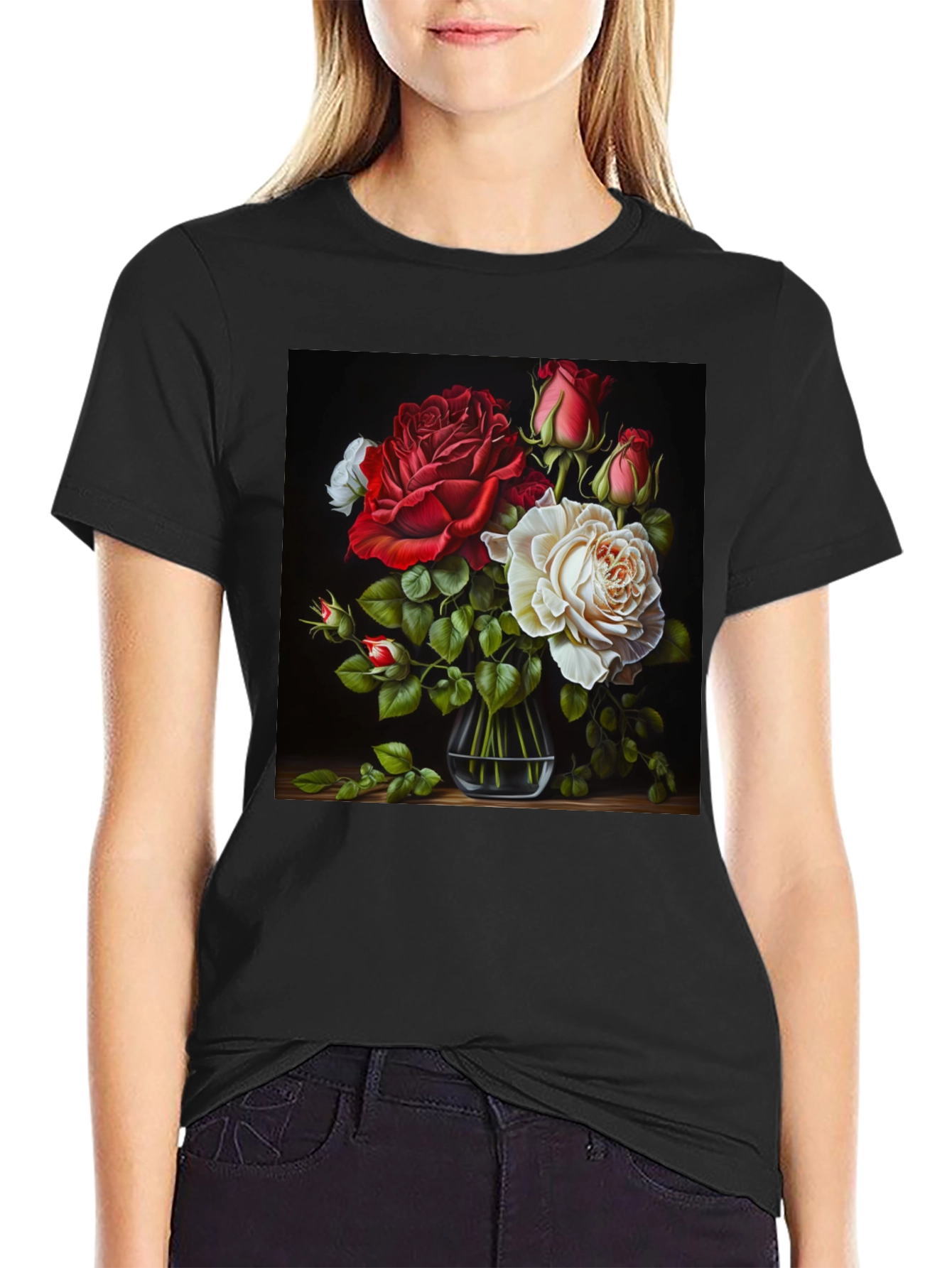 Floral Roses Graphic Tee - Stylish & Unique Design